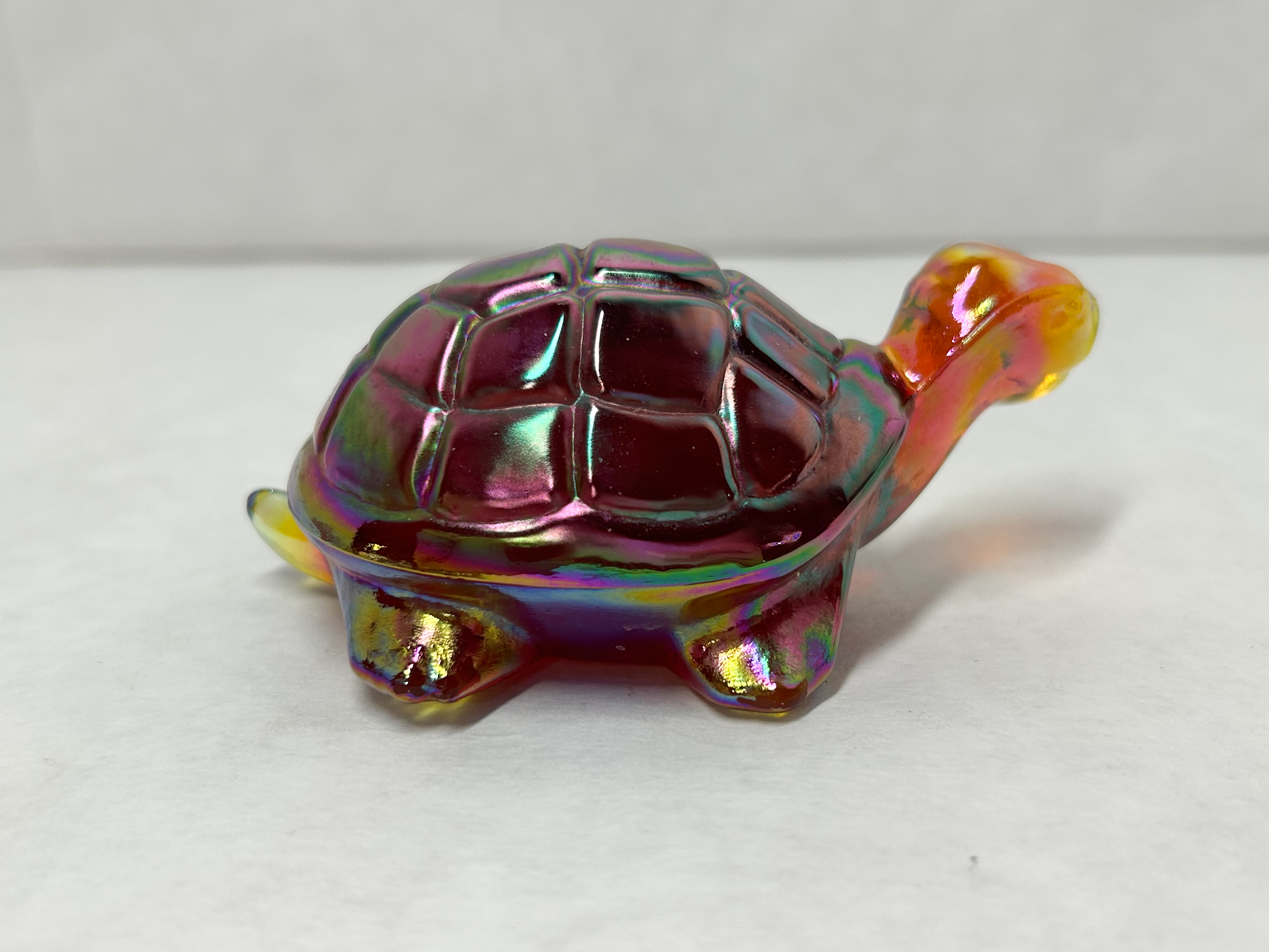 FENTON IRIDESCENT CARNIVAL GLASS TURTLE 1970S
