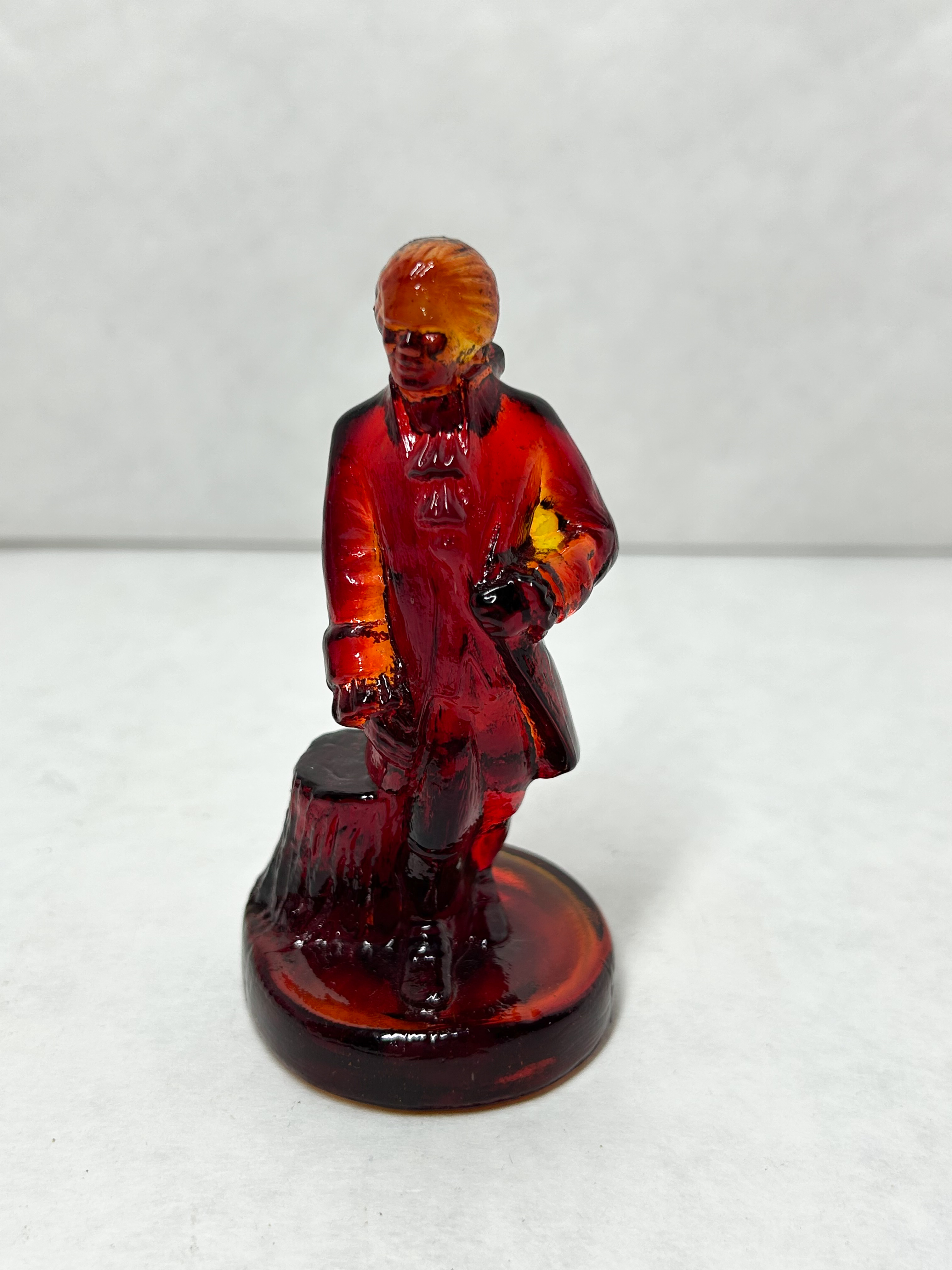 BOYD COLONIAL MAN AMBERINA GLASS FIGURINE