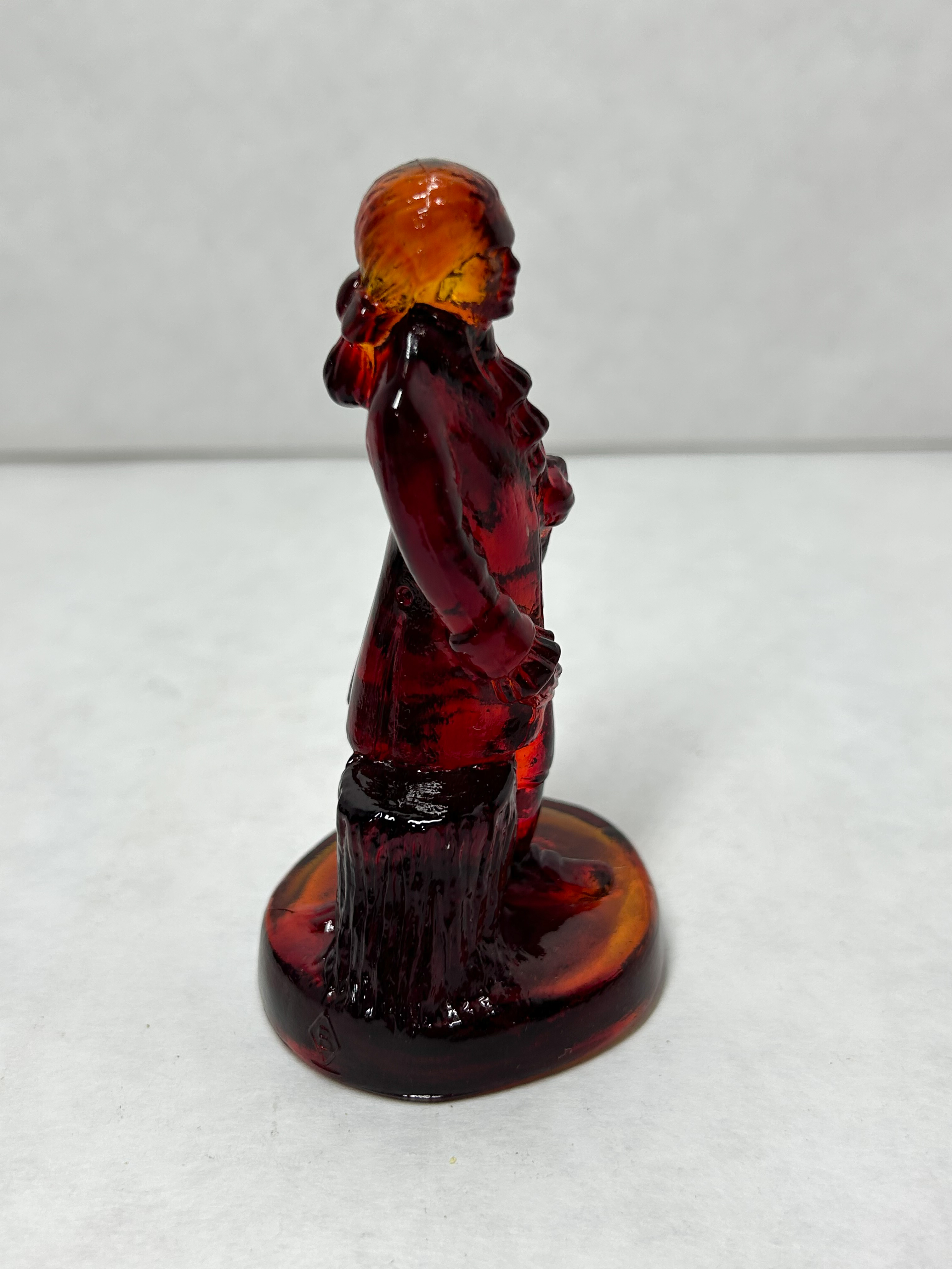 BOYD COLONIAL MAN AMBERINA GLASS FIGURINE