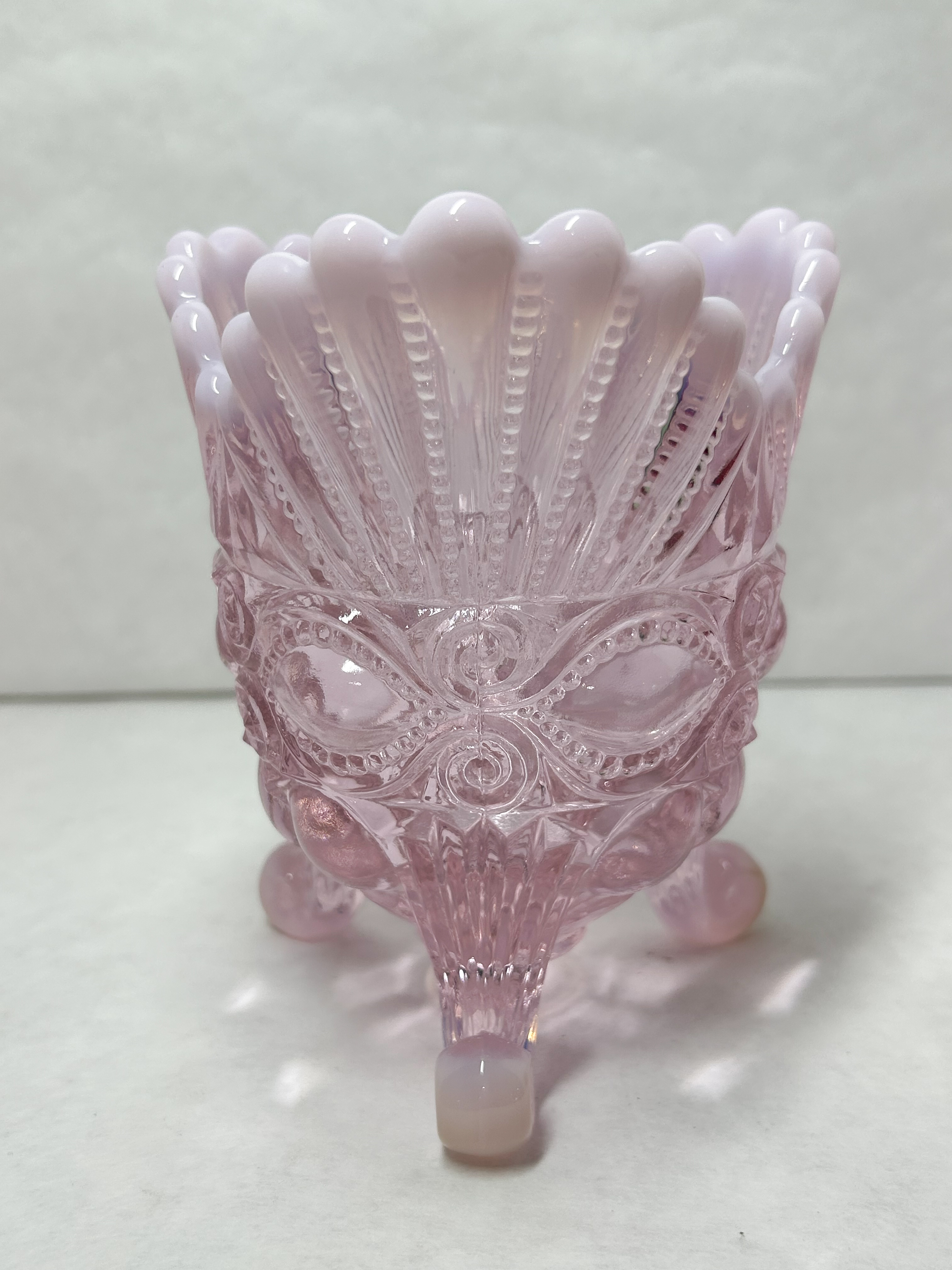 MOSSER PINK OPALESCENT PRESSED GLASS SPOONER