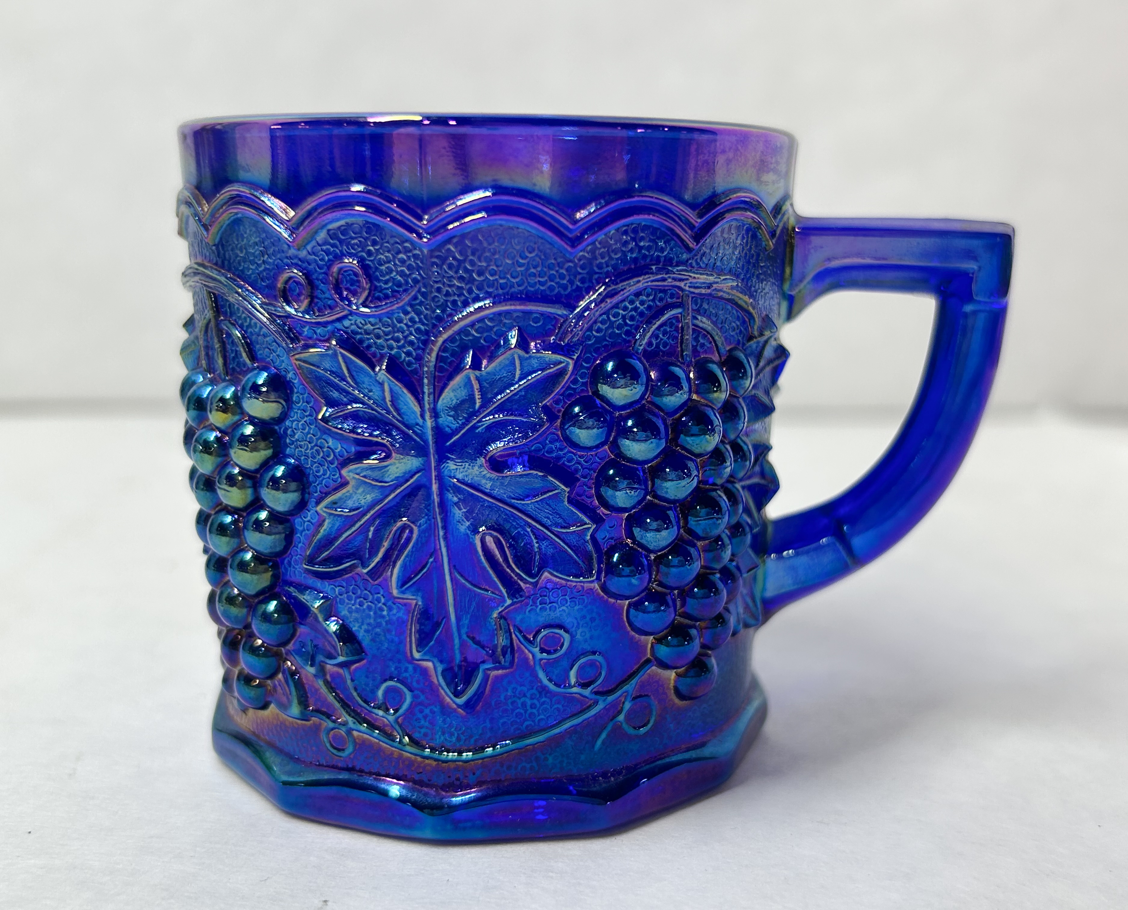 IMPERIAL COBALT CARNIVAL GLASS MUG 1987