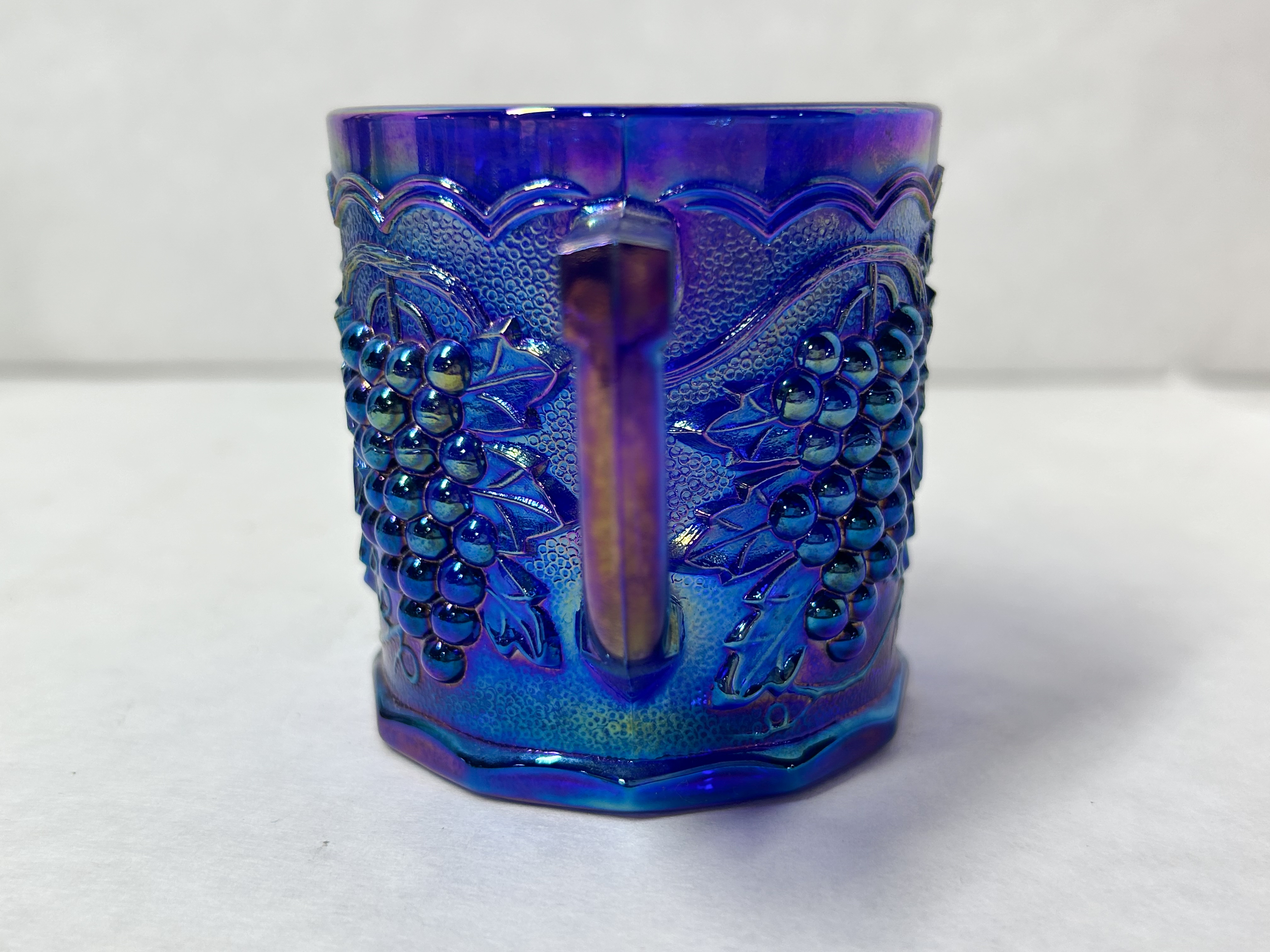 IMPERIAL COBALT CARNIVAL GLASS MUG 1987