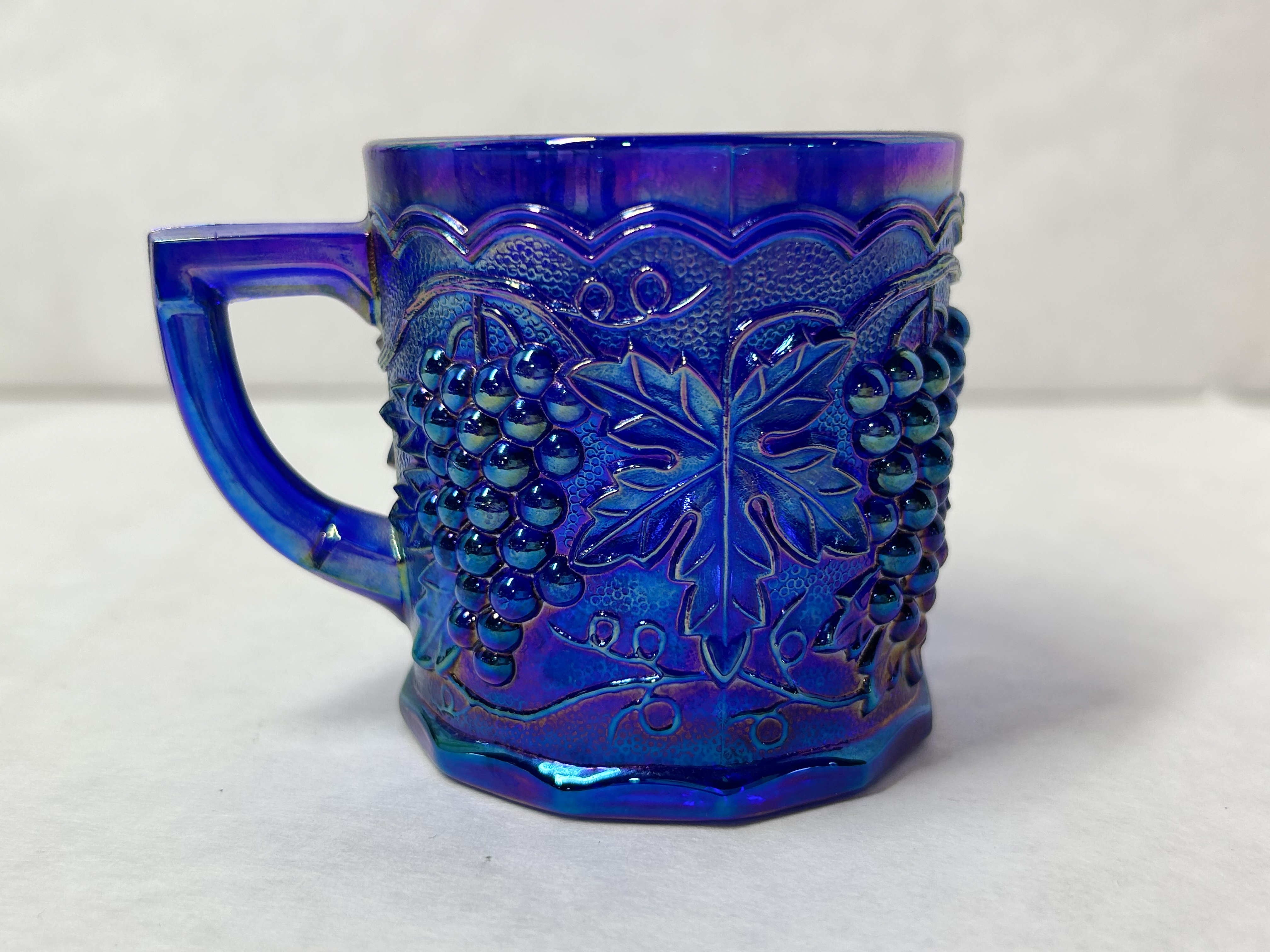 IMPERIAL COBALT CARNIVAL GLASS MUG 1987