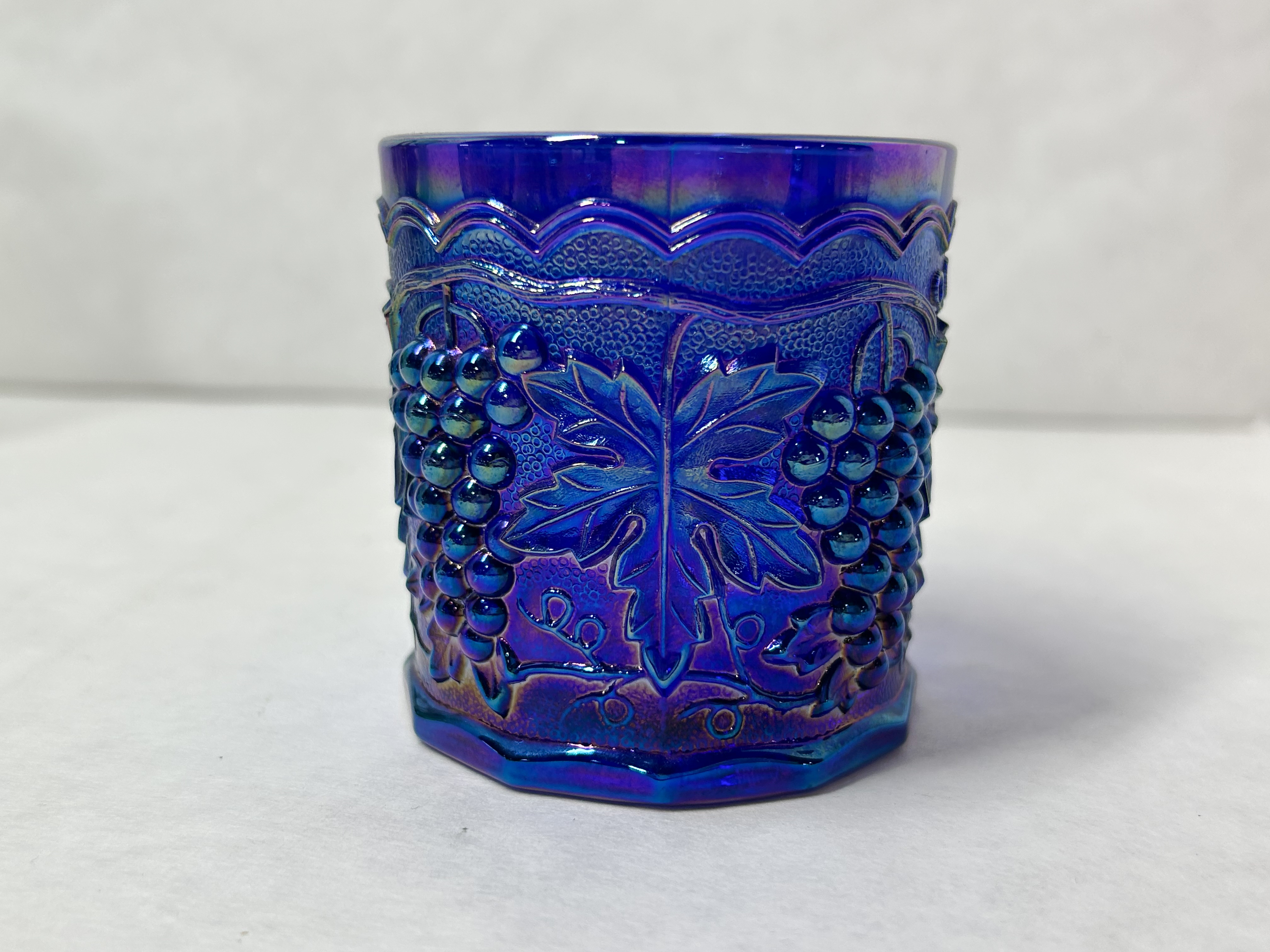 IMPERIAL COBALT CARNIVAL GLASS MUG 1987