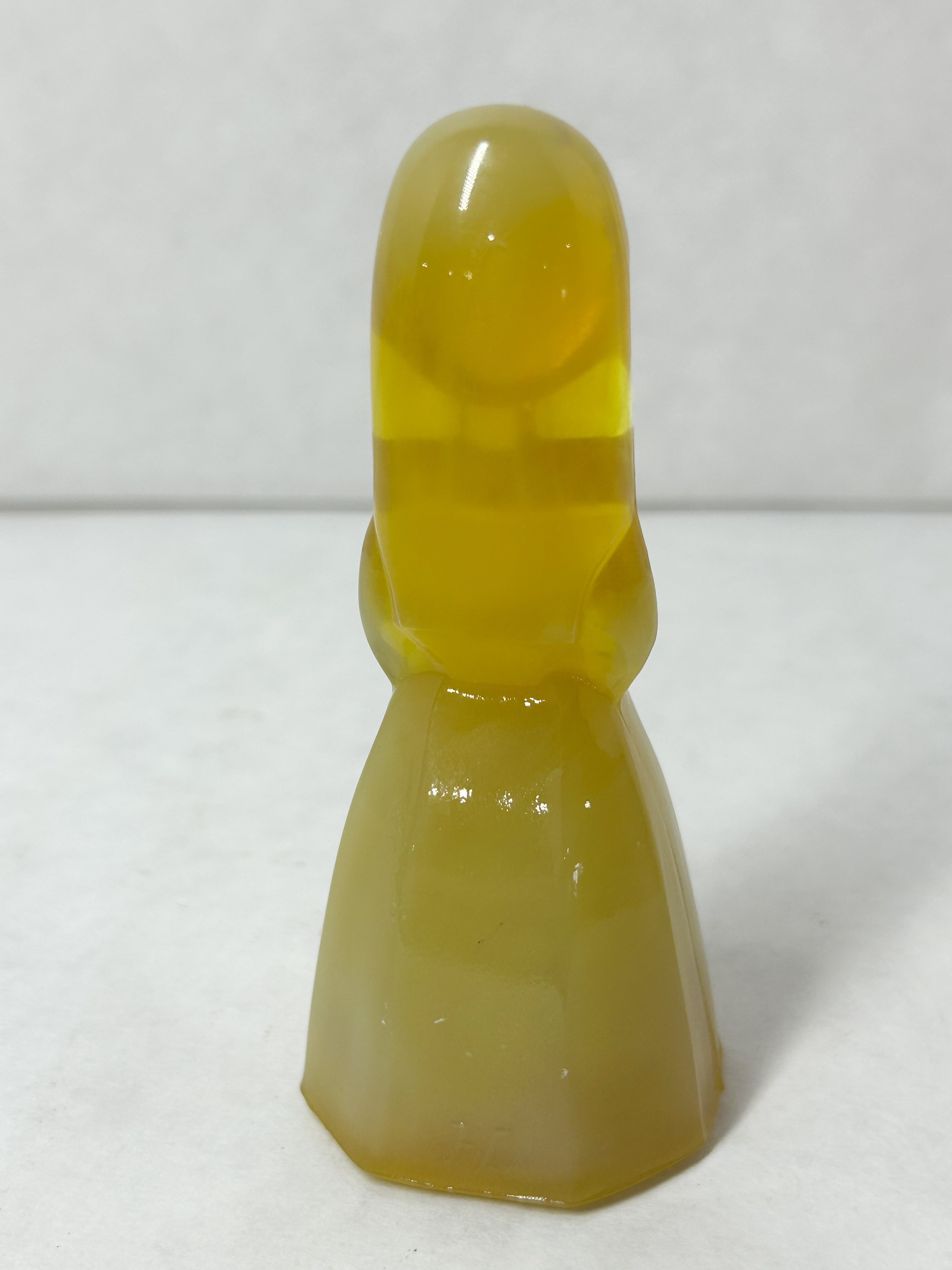 MOSSER AMBER URANIUM SLAG GLASS FIGURINE, 1980S
