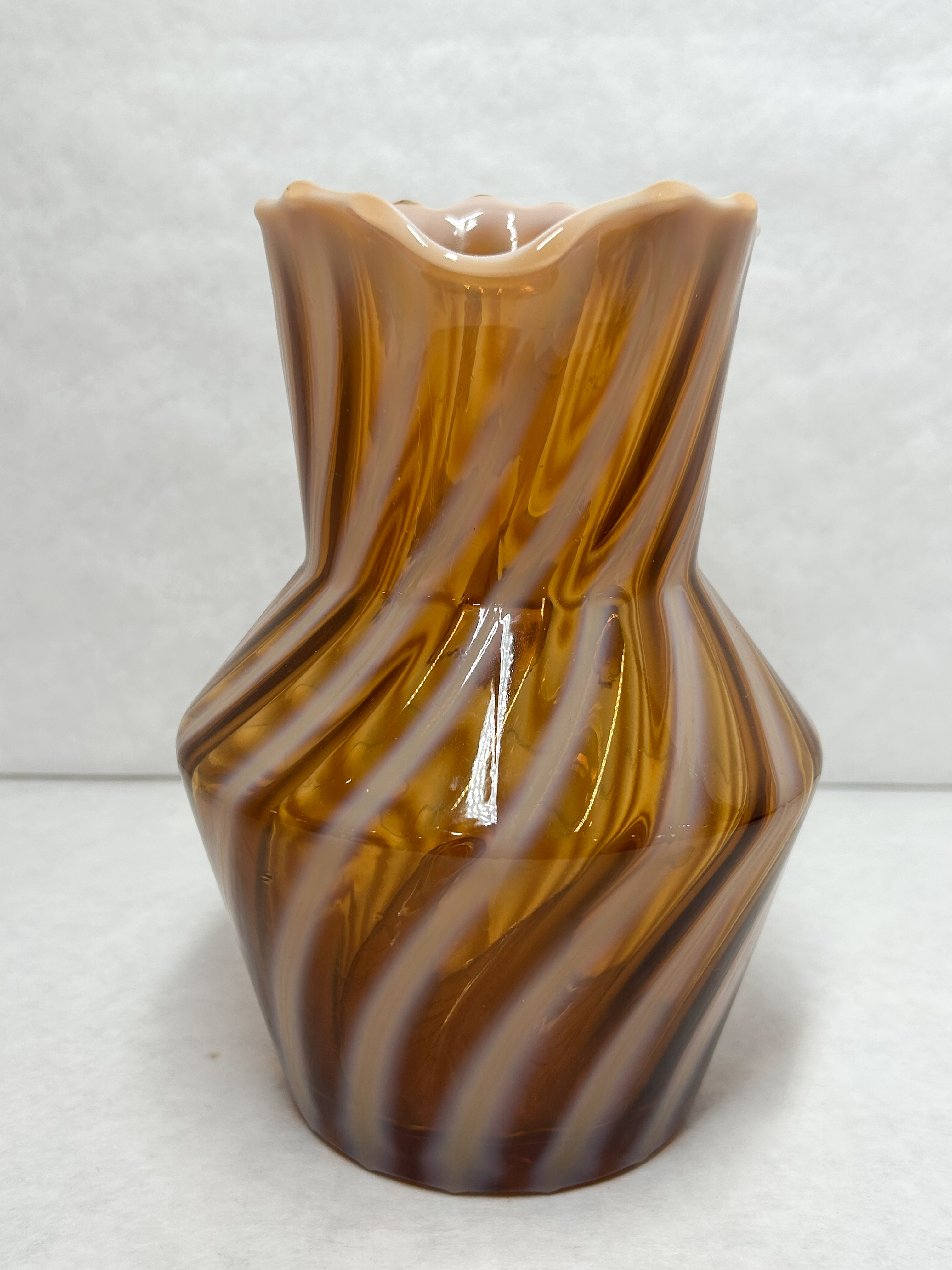 AMBER OPALESCENT SPIRAL GLASS PITCHER