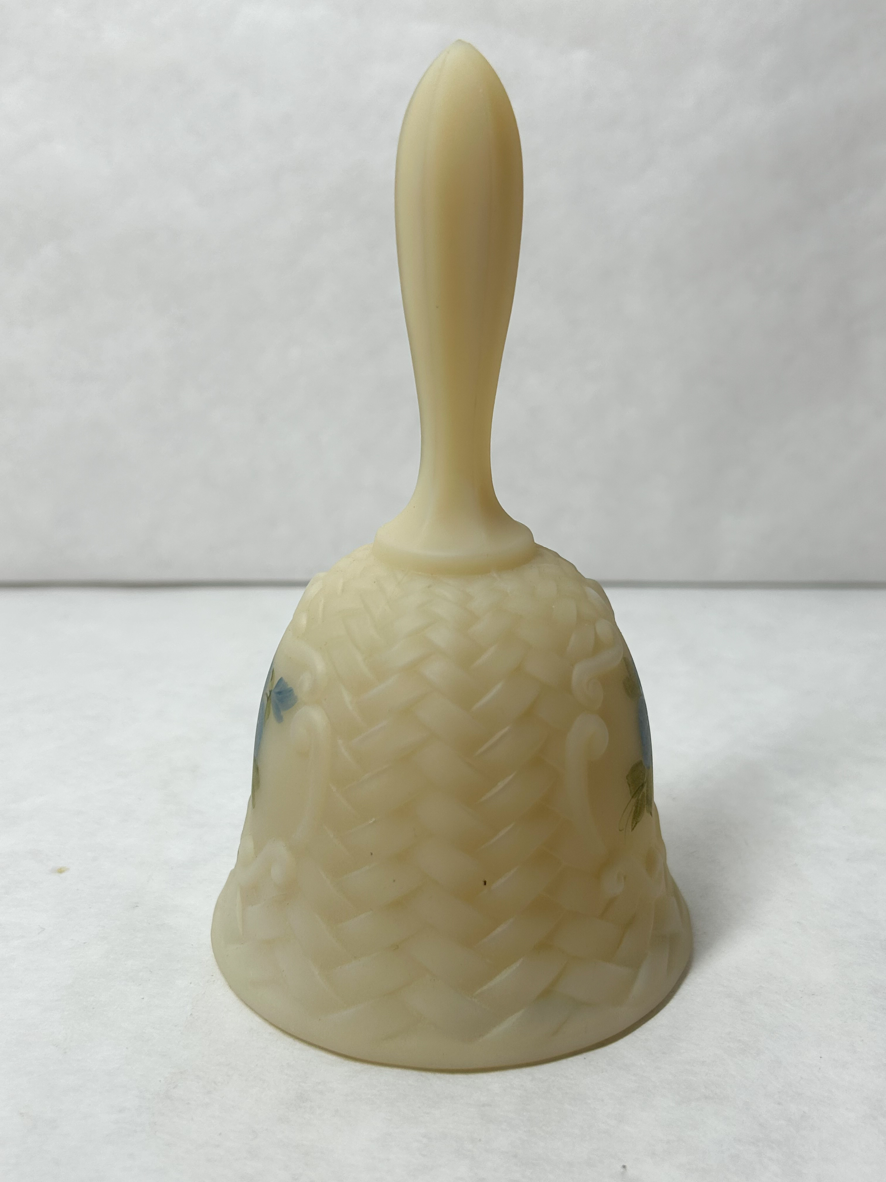 FENTON CUSTARD GLASS BASKETWEAVE BELL