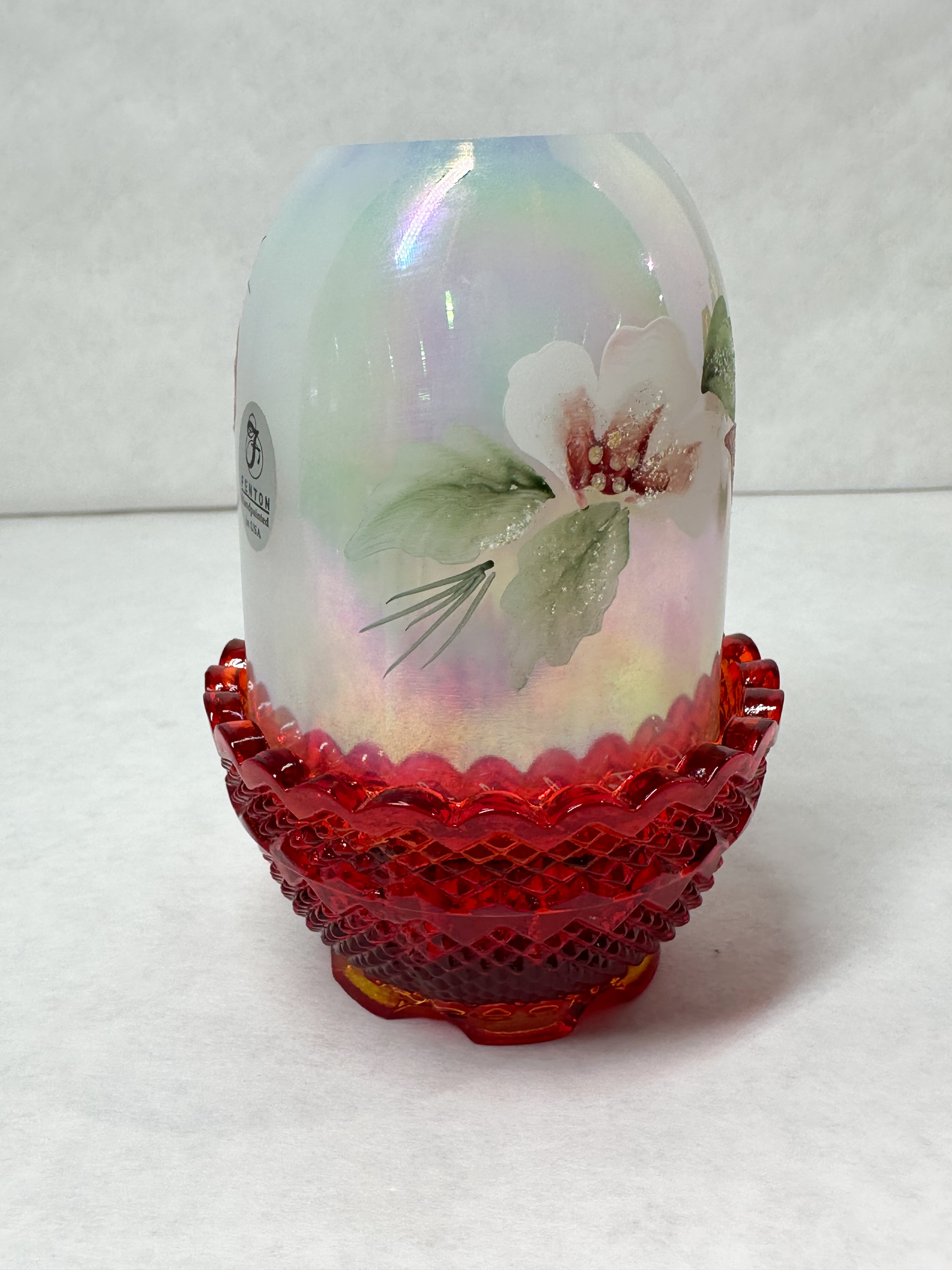 FENTON RUBY GLASS FAIRY LAMP, 1970S