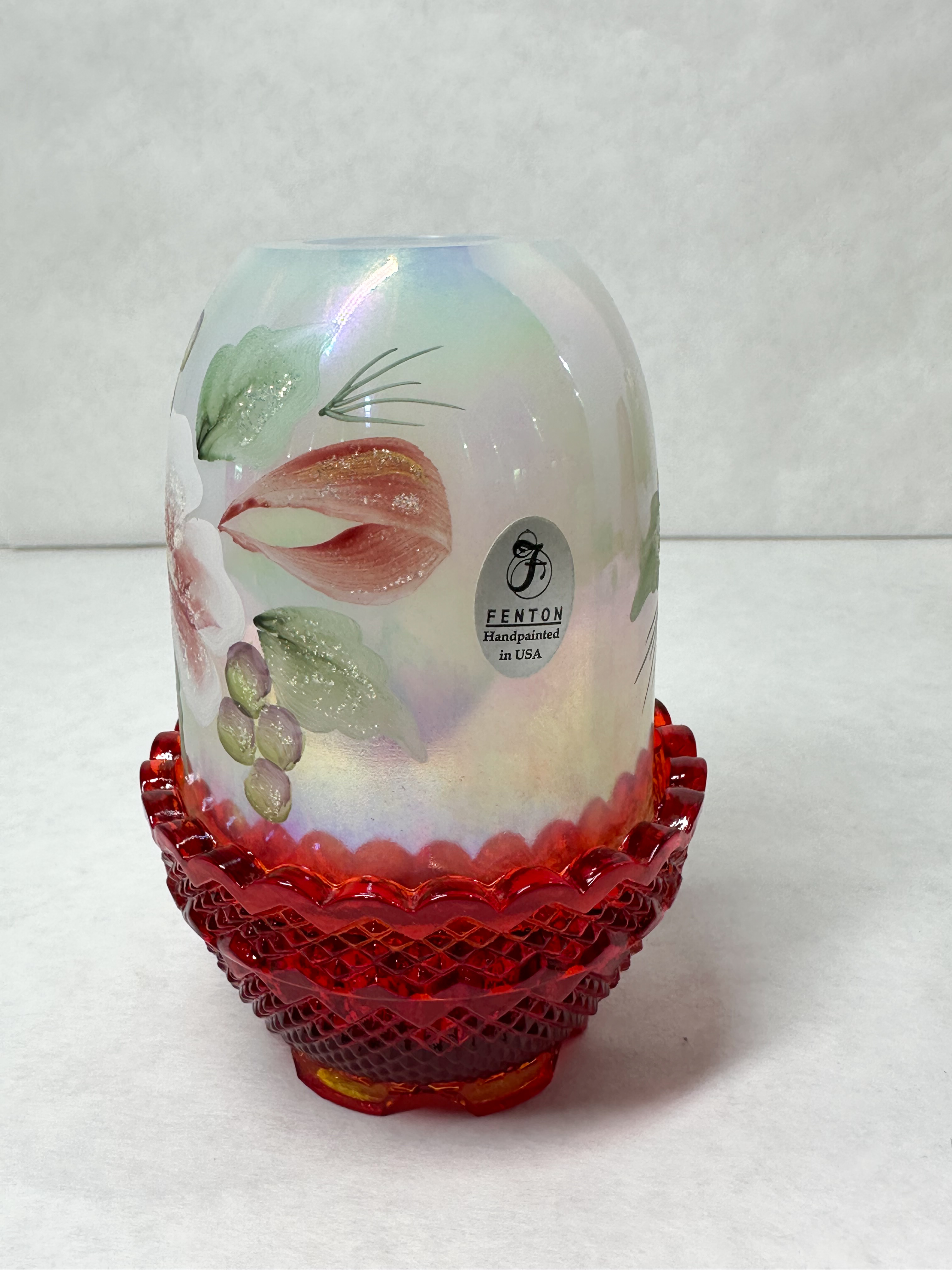 FENTON RUBY GLASS FAIRY LAMP, 1970S