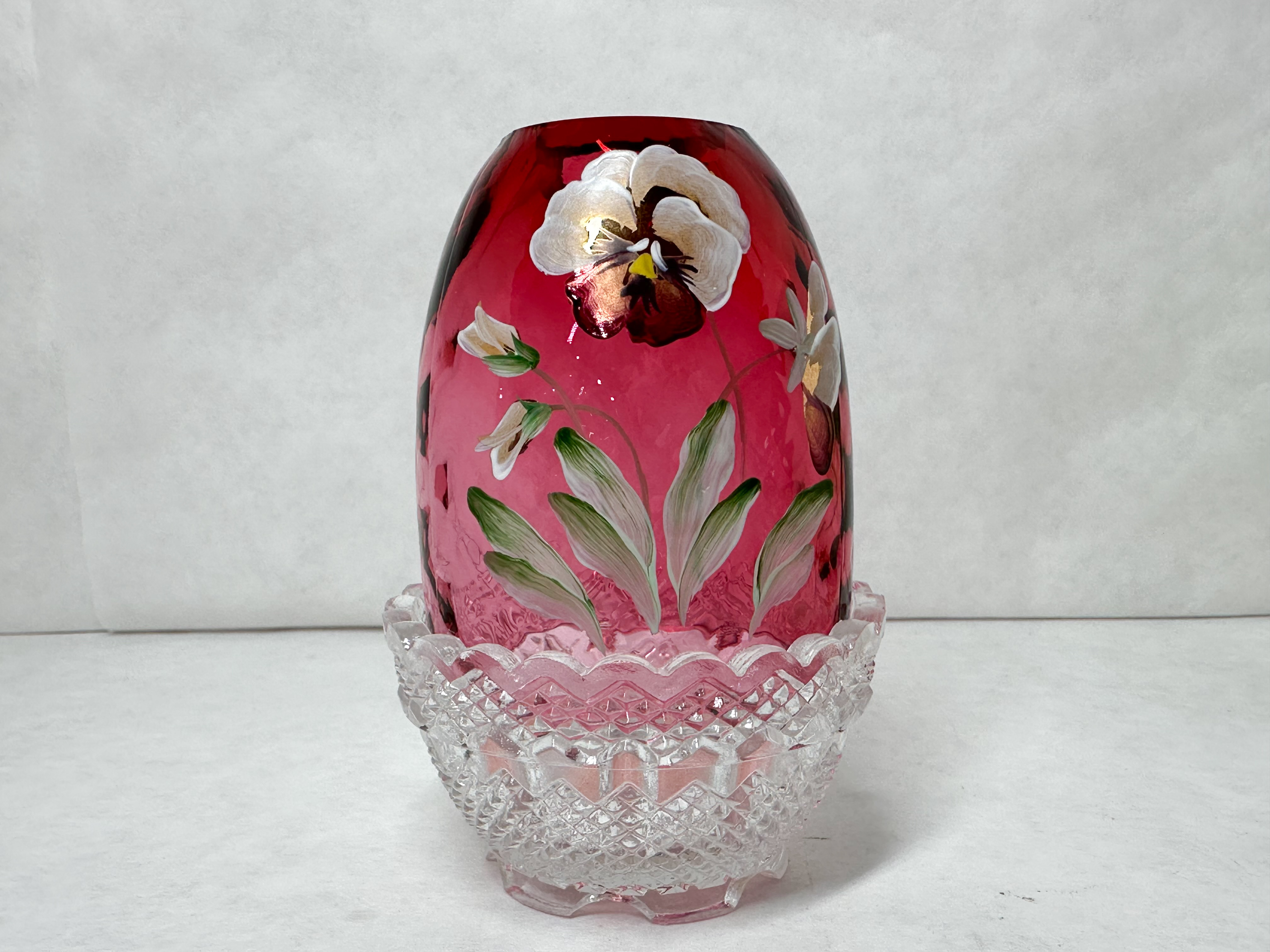 D. CUTSHAW PAINTED RUBY FAIRY LAMP