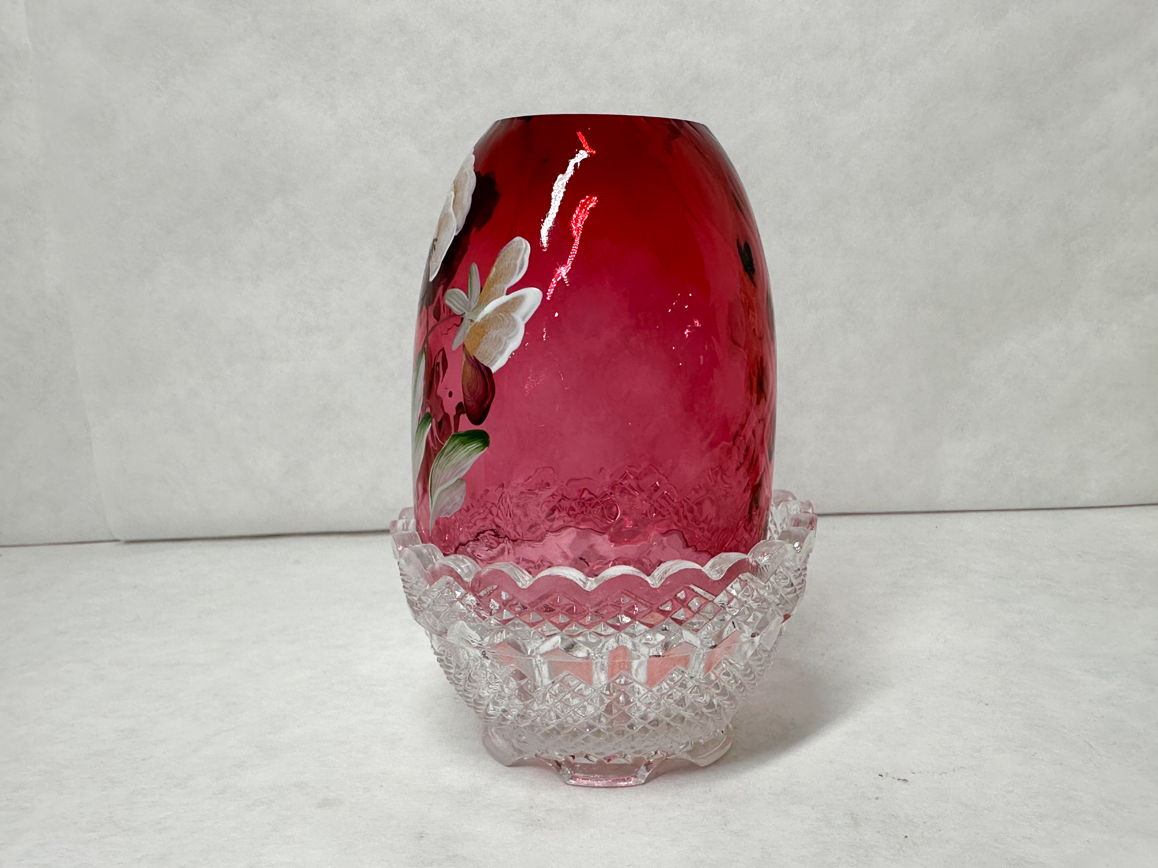 D. CUTSHAW PAINTED RUBY FAIRY LAMP
