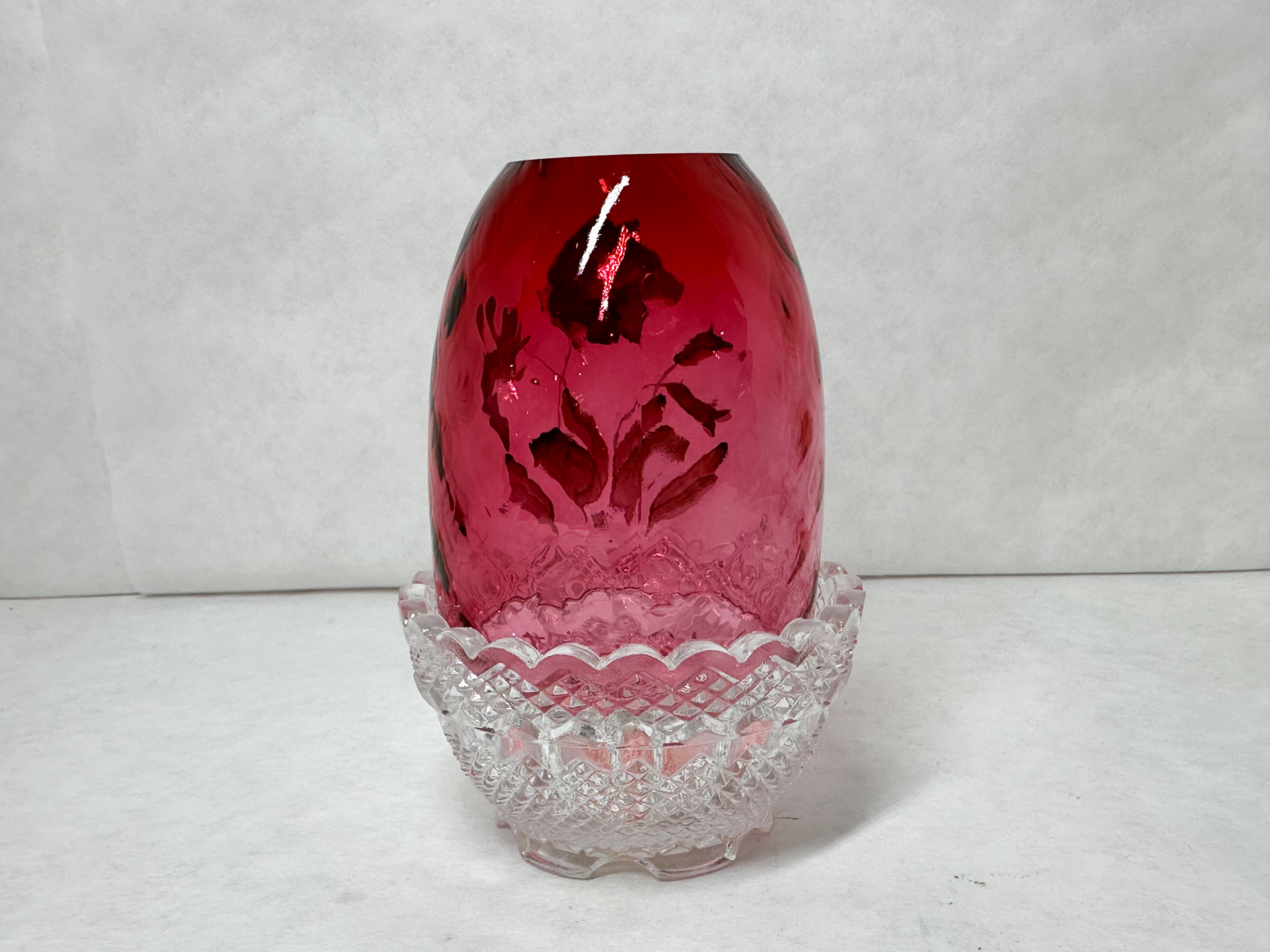 D. CUTSHAW PAINTED RUBY FAIRY LAMP