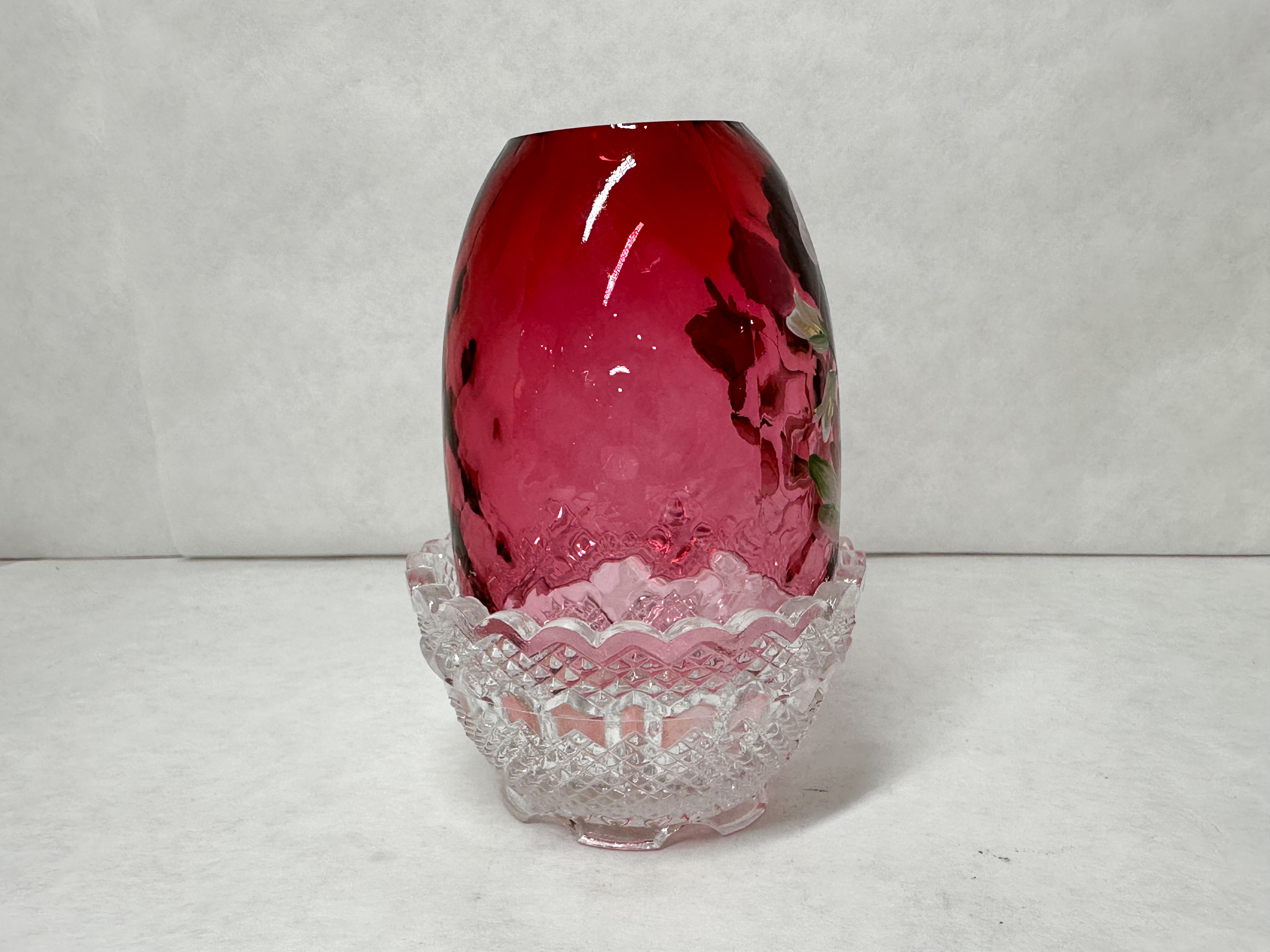 D. CUTSHAW PAINTED RUBY FAIRY LAMP
