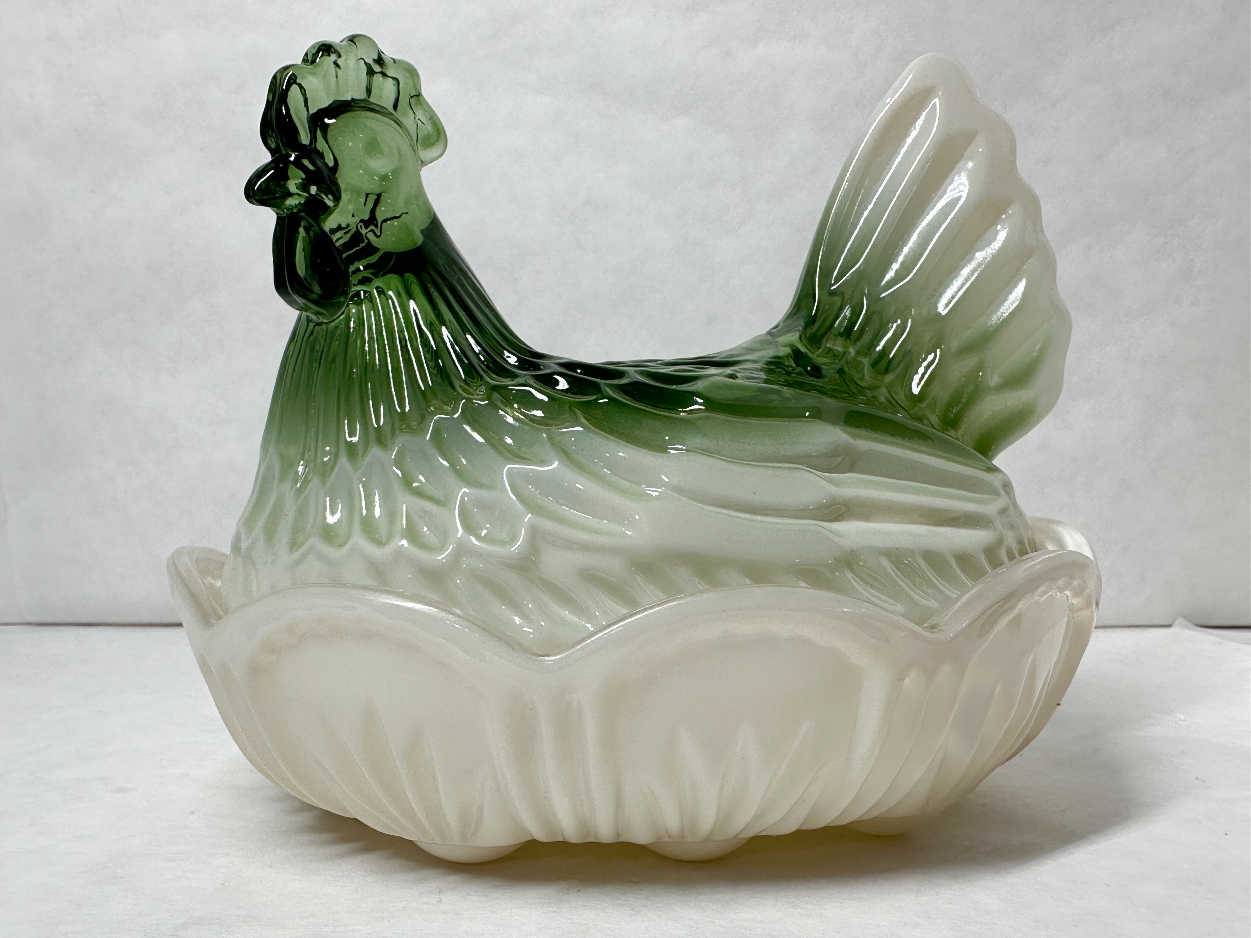 VINTAGE JADE SLAG EGG SERVER, C. 1980
