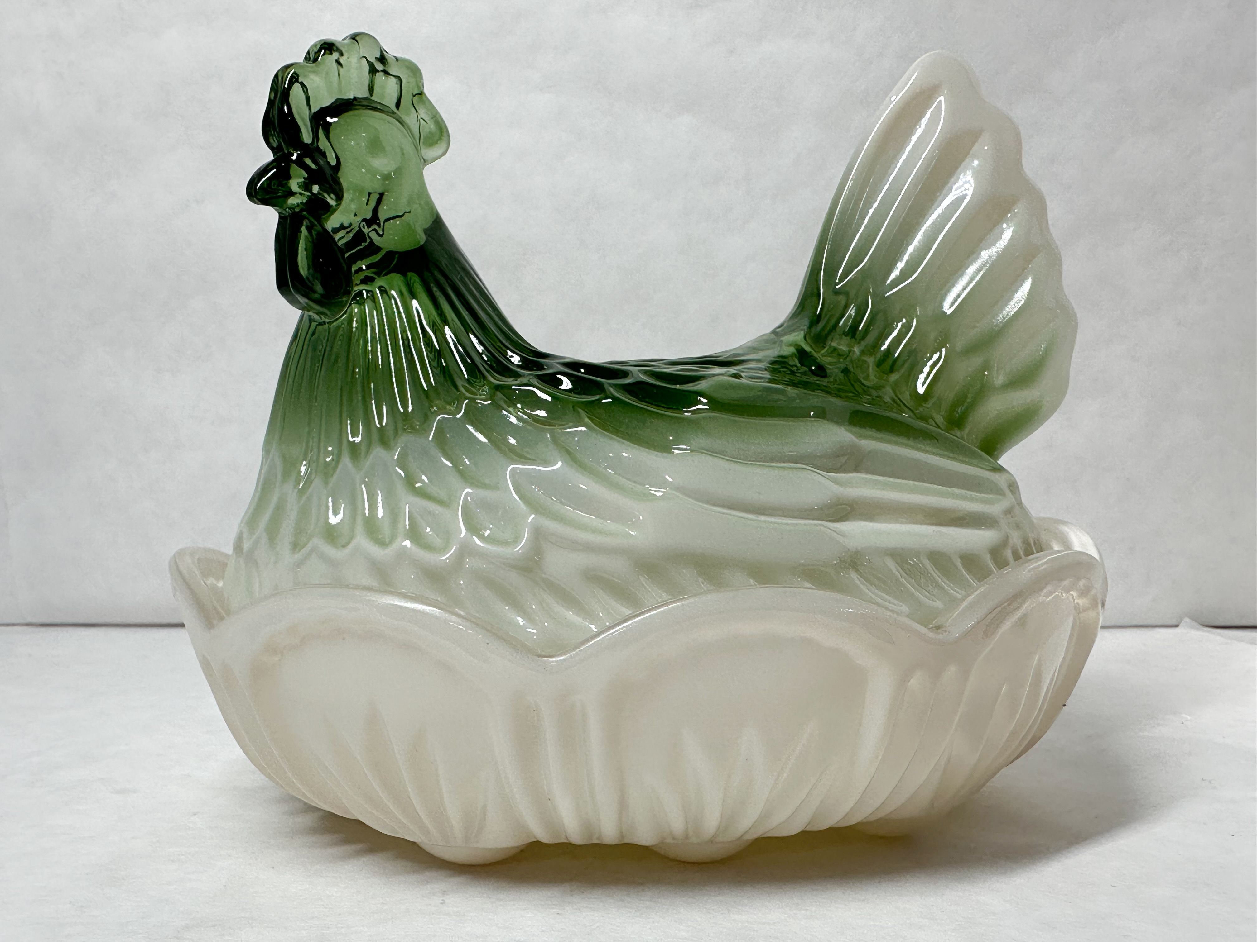 VINTAGE JADE SLAG EGG SERVER, C. 1980