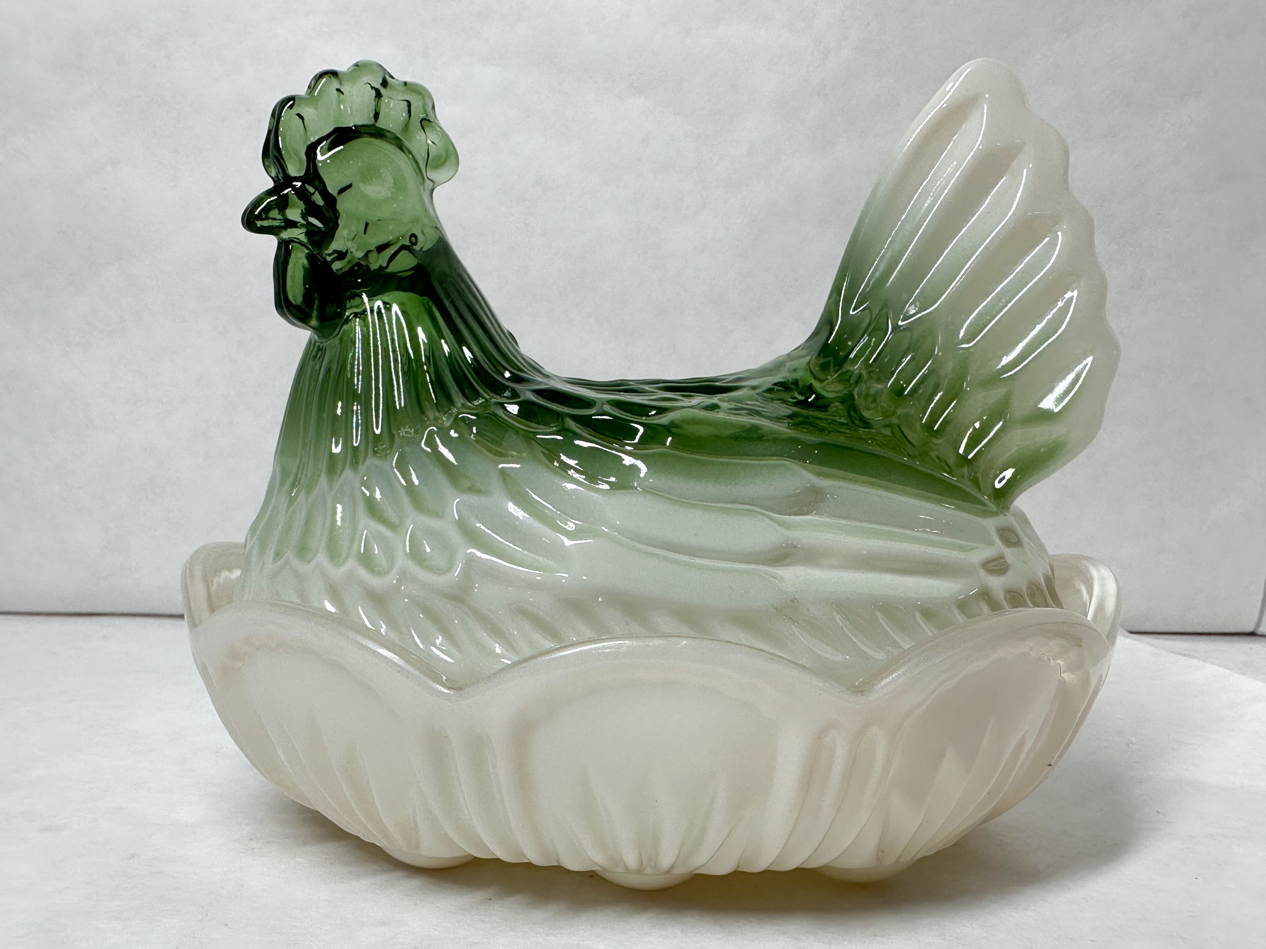 VINTAGE JADE SLAG EGG SERVER, C. 1980