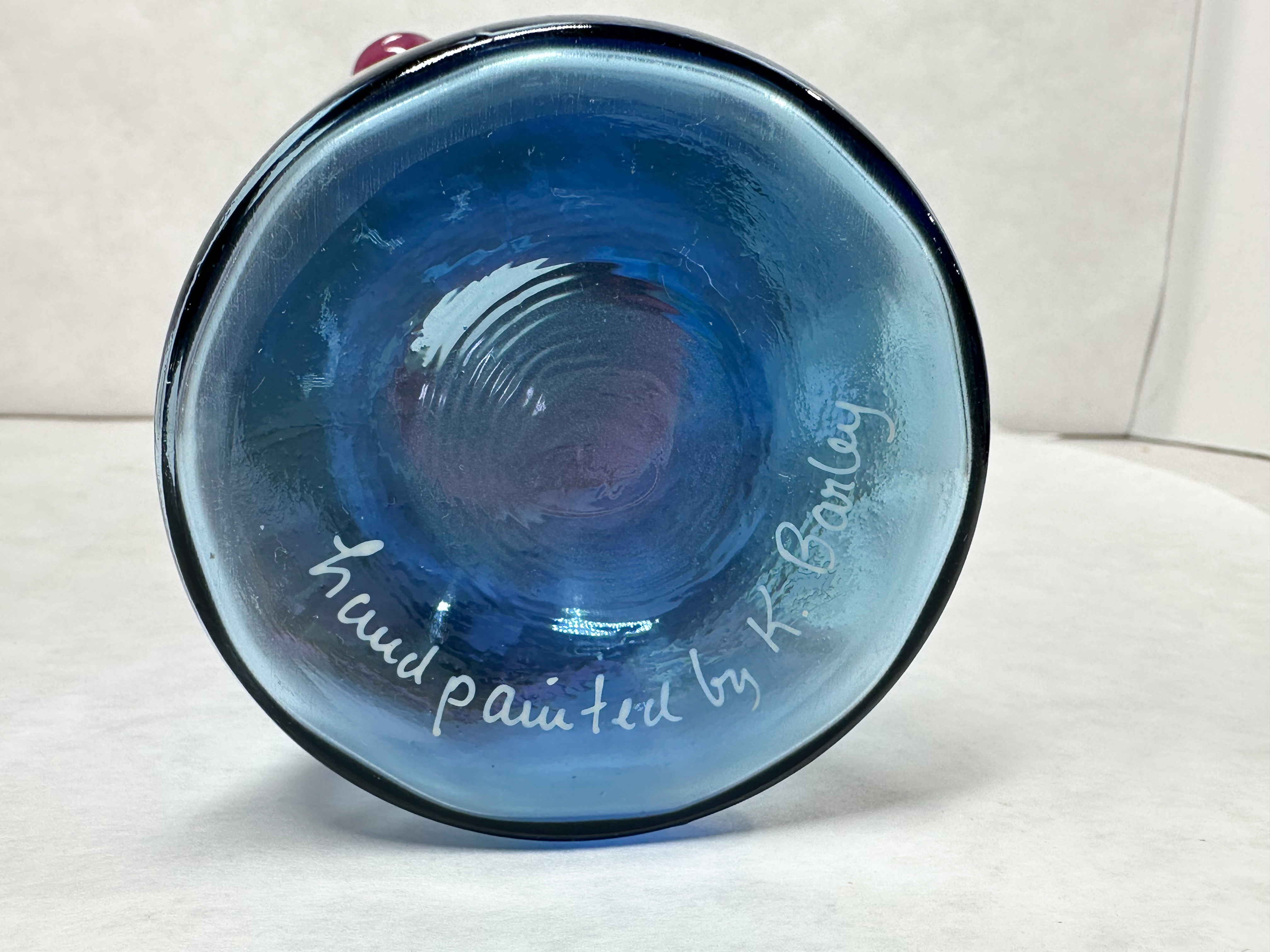 FENTON MULBERRY HAND PAINTED GLASS VASE BARLEY