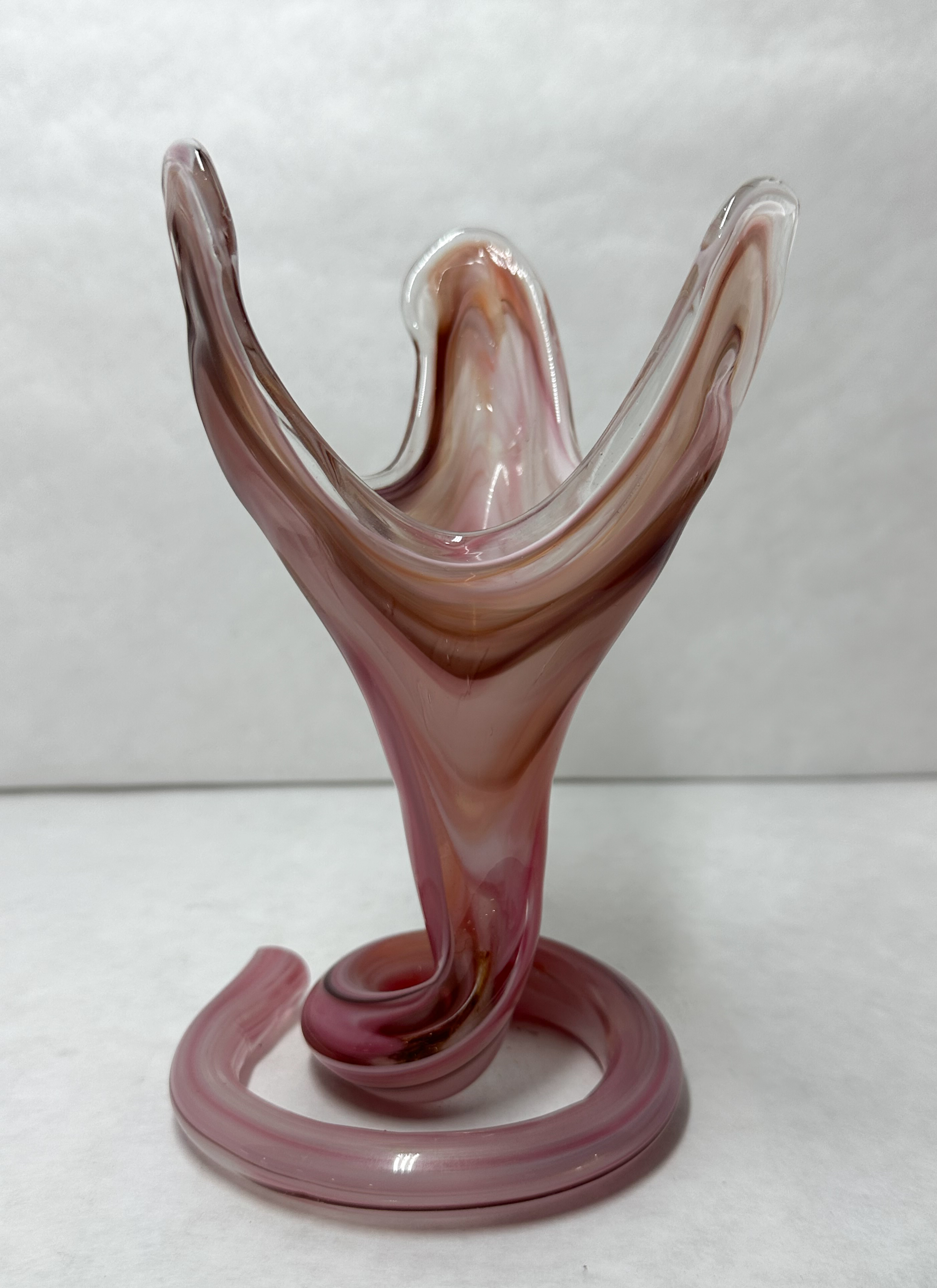 MCM SWIRLED ART GLASS TRUMPET VASE