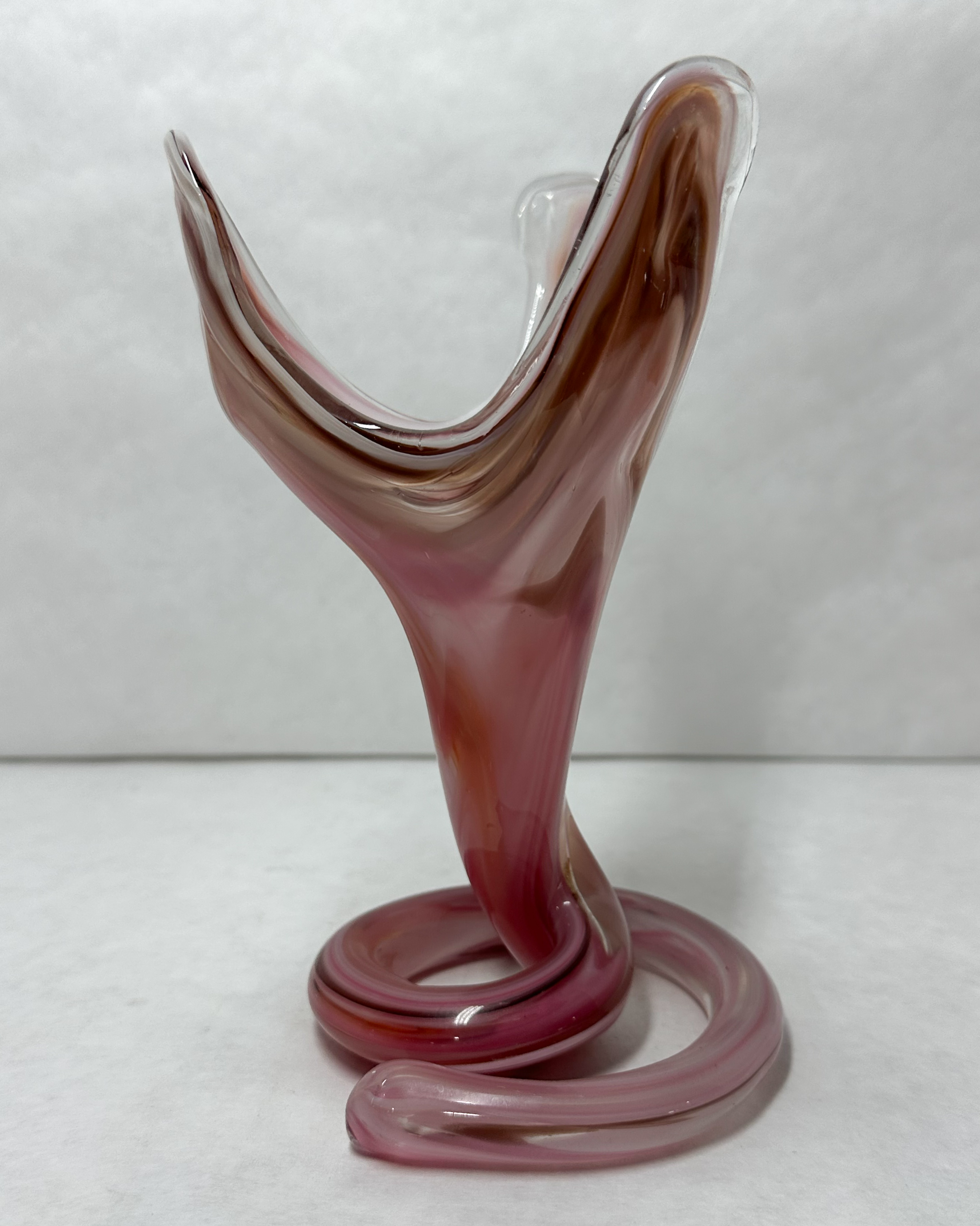 MCM SWIRLED ART GLASS TRUMPET VASE