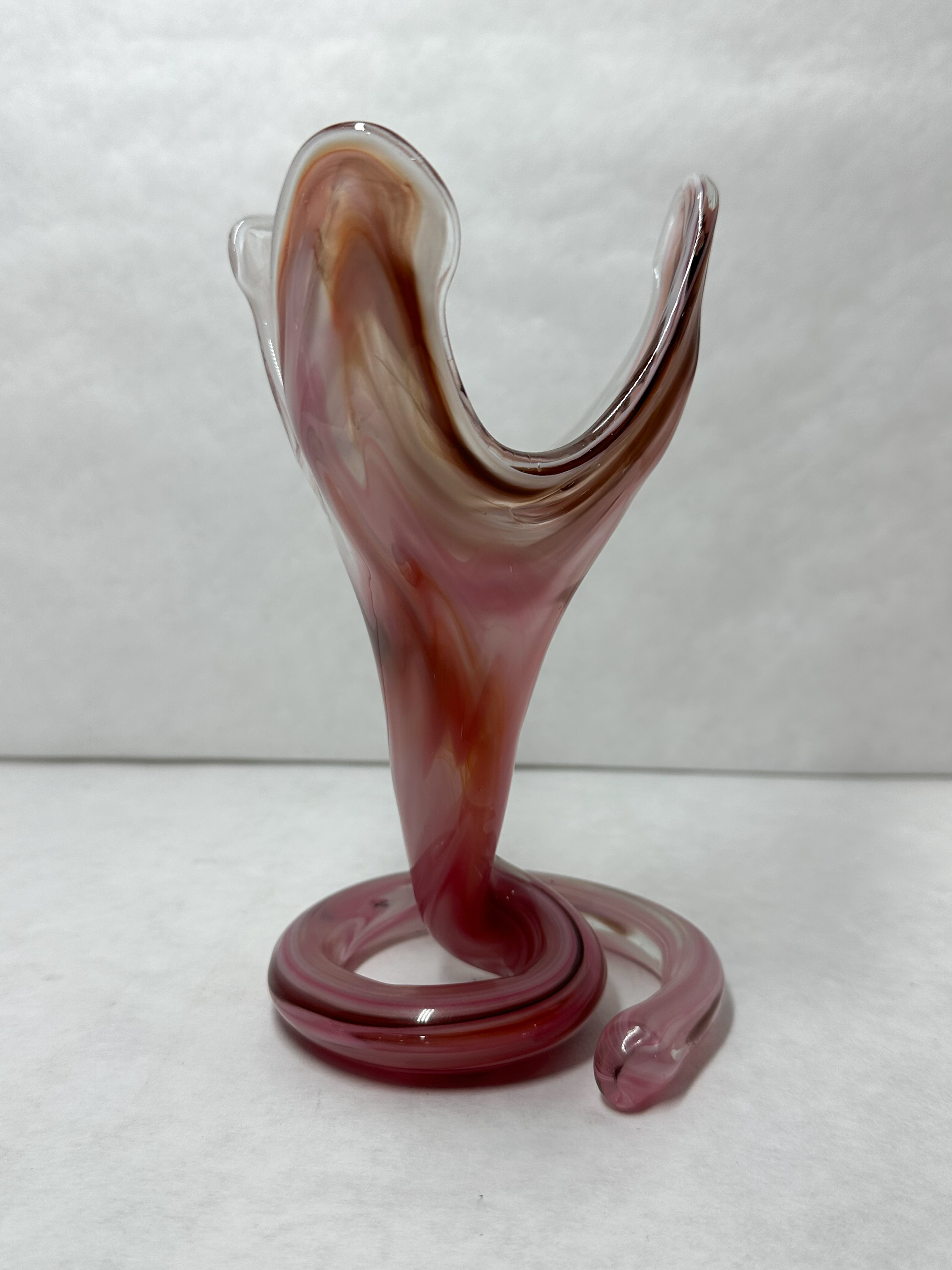 MCM SWIRLED ART GLASS TRUMPET VASE