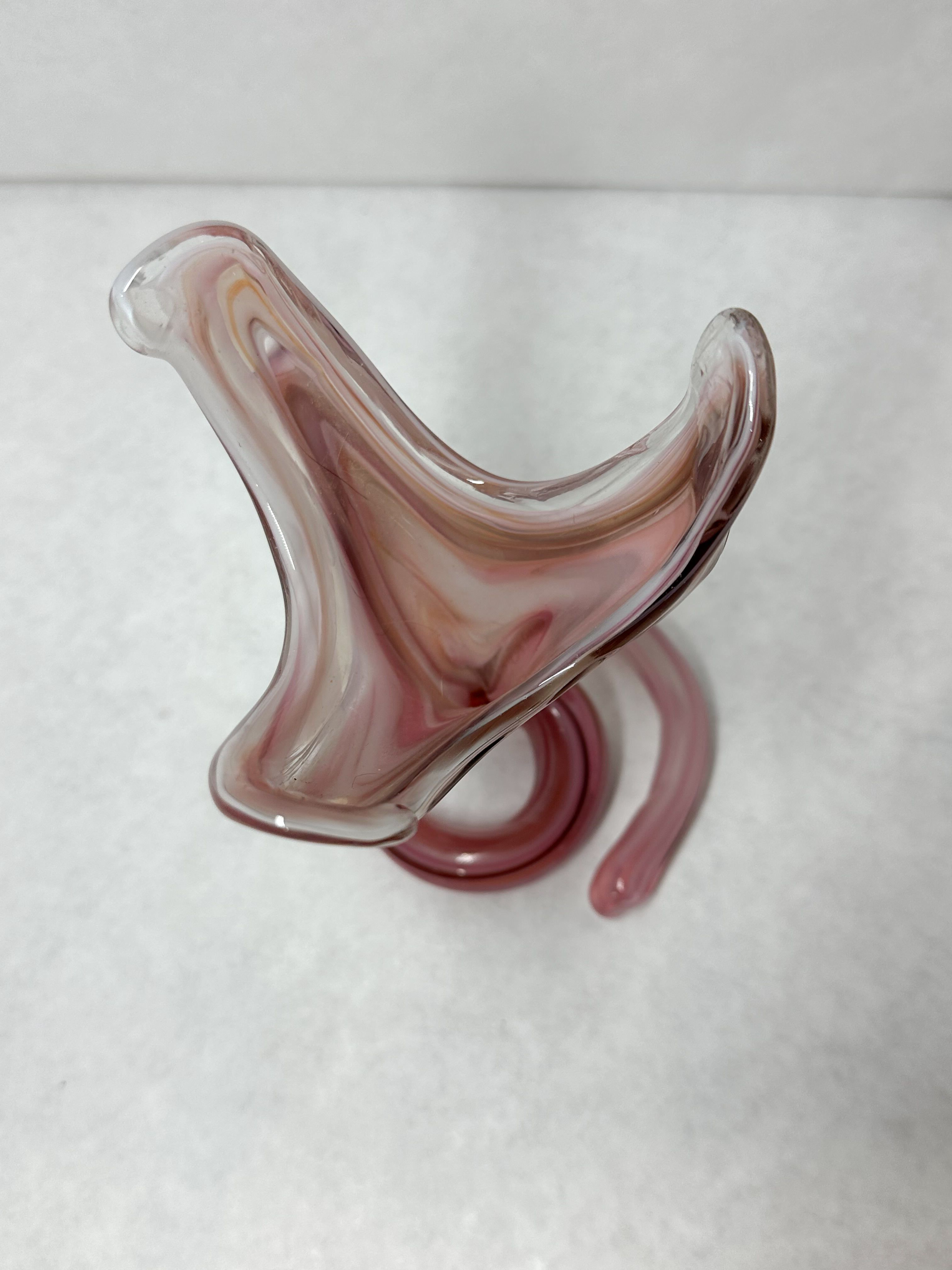 MCM SWIRLED ART GLASS TRUMPET VASE