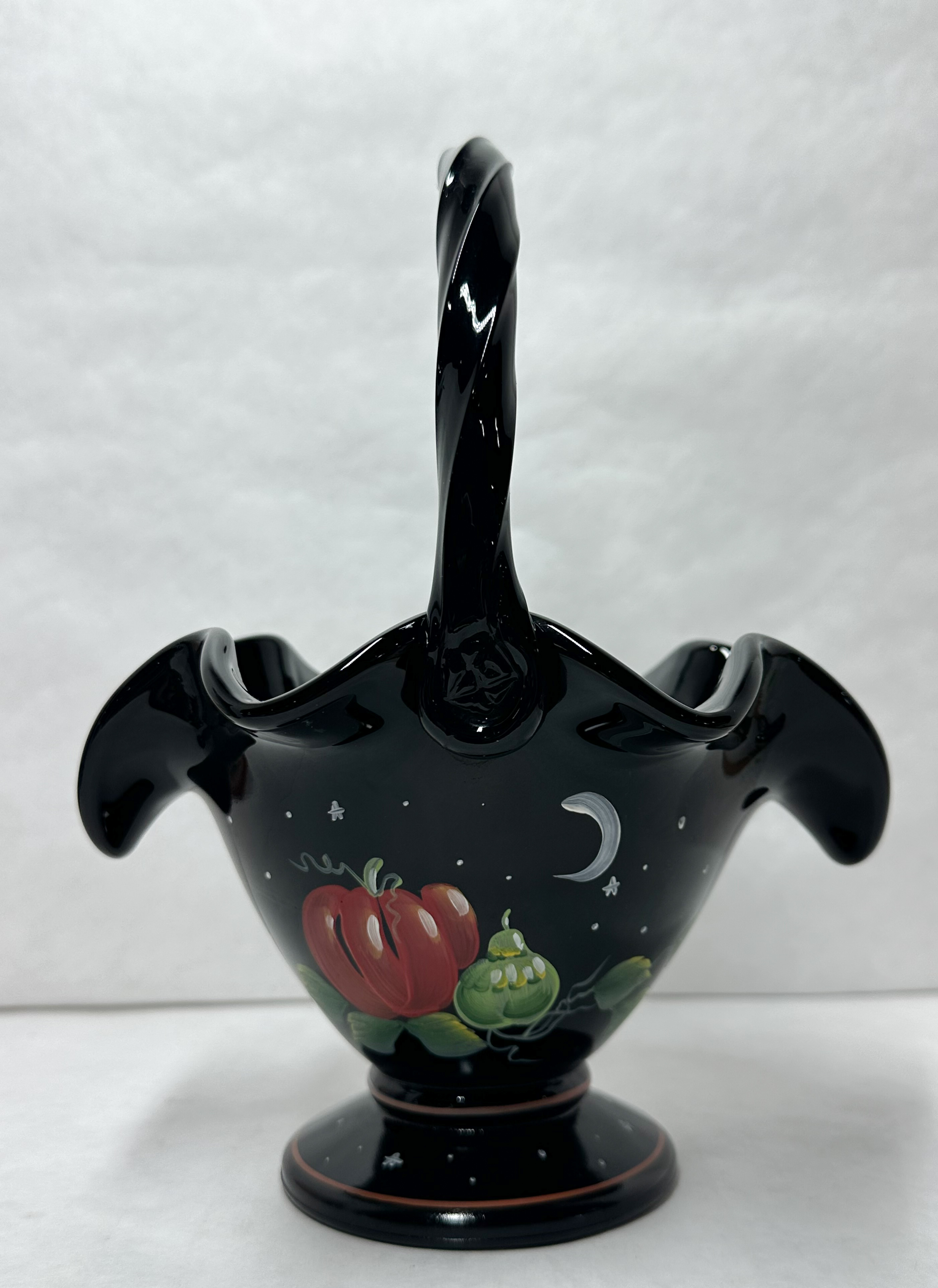 FENTON EBONY GLASS HALLOWEEN BASKET