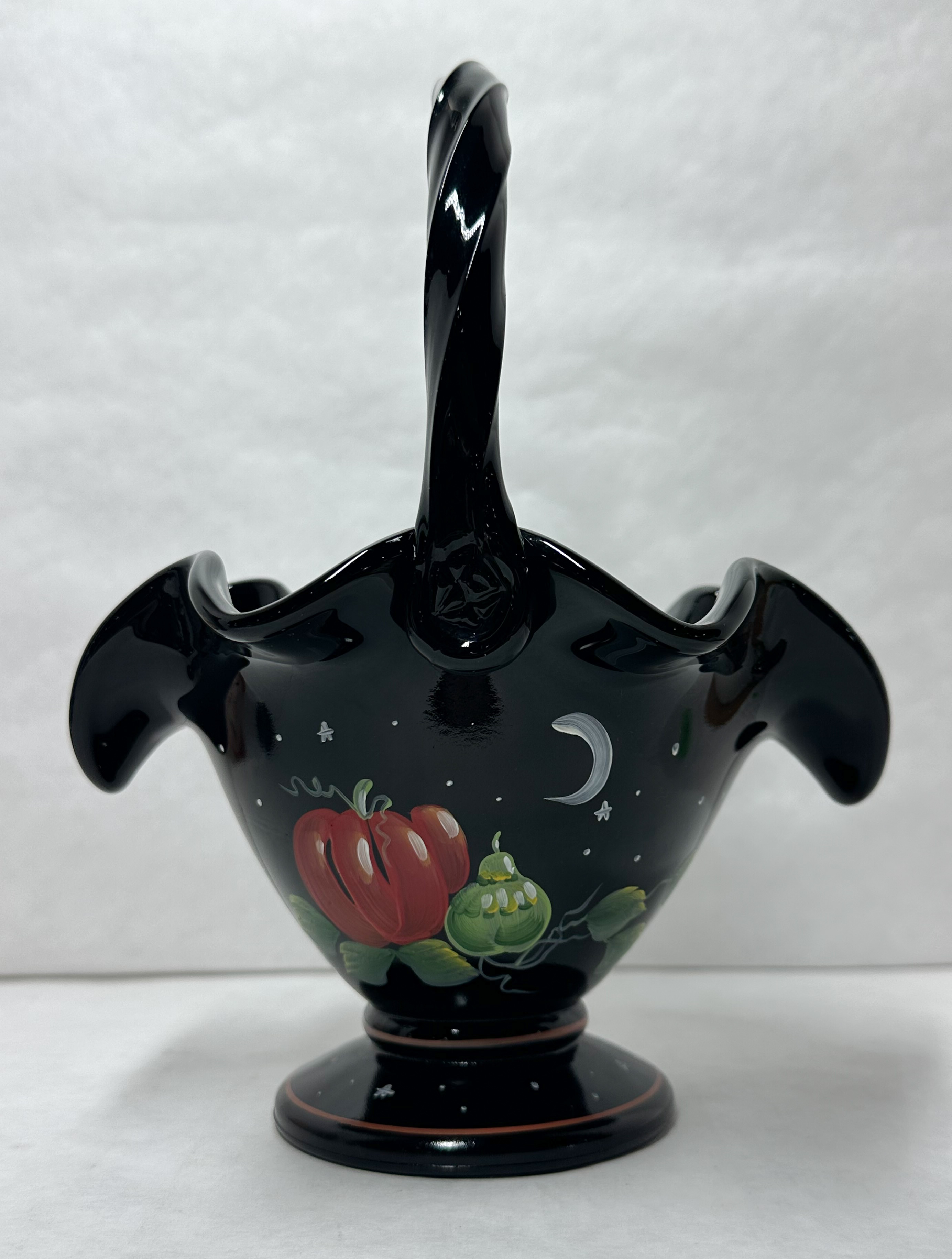 FENTON EBONY GLASS HALLOWEEN BASKET