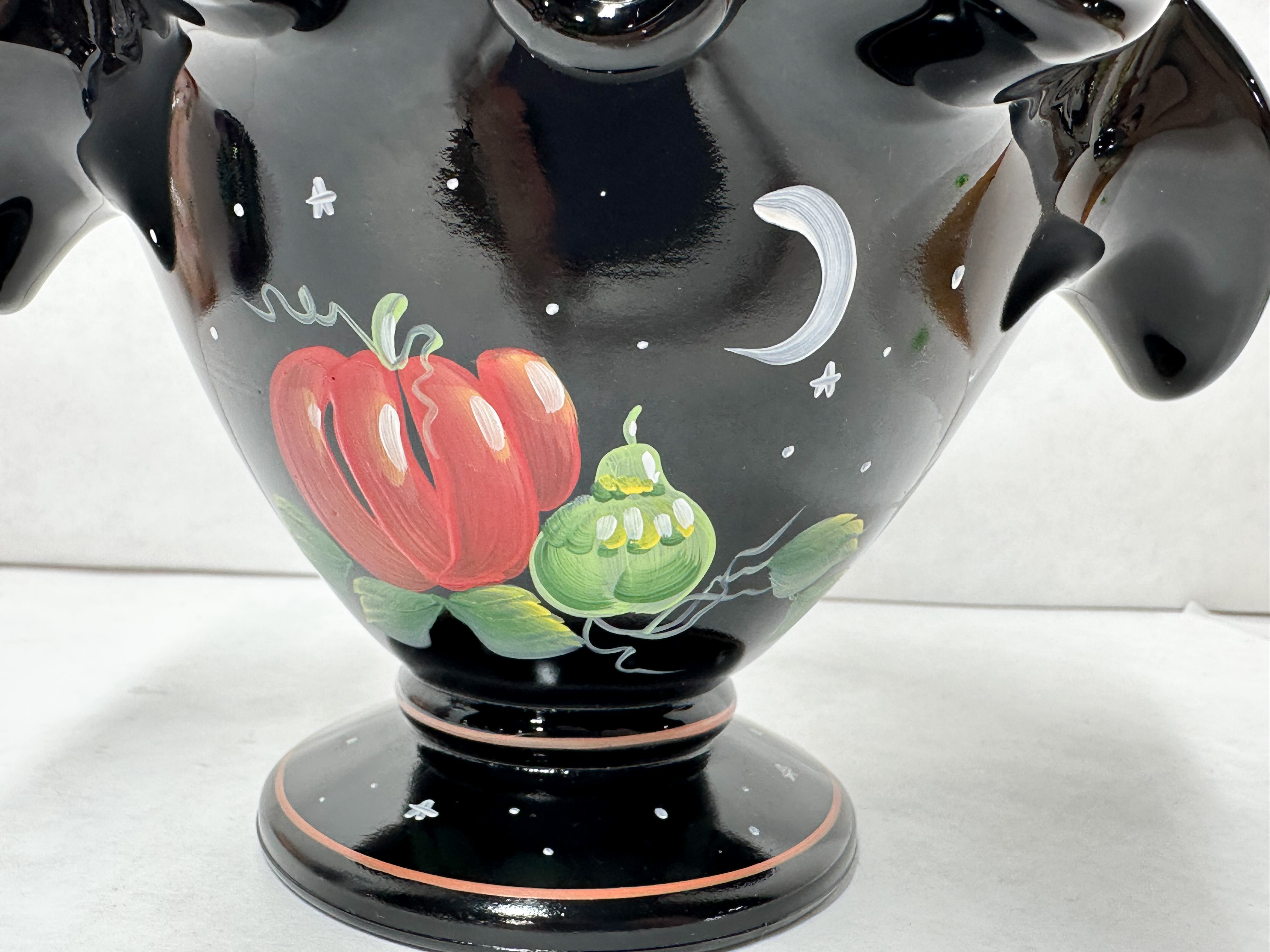 FENTON EBONY GLASS HALLOWEEN BASKET