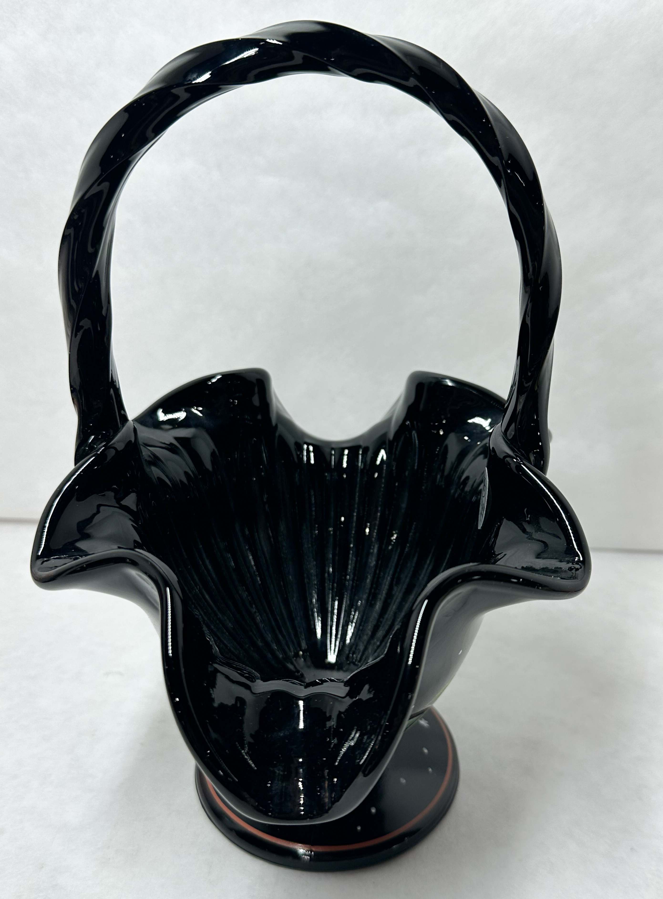 FENTON EBONY GLASS HALLOWEEN BASKET