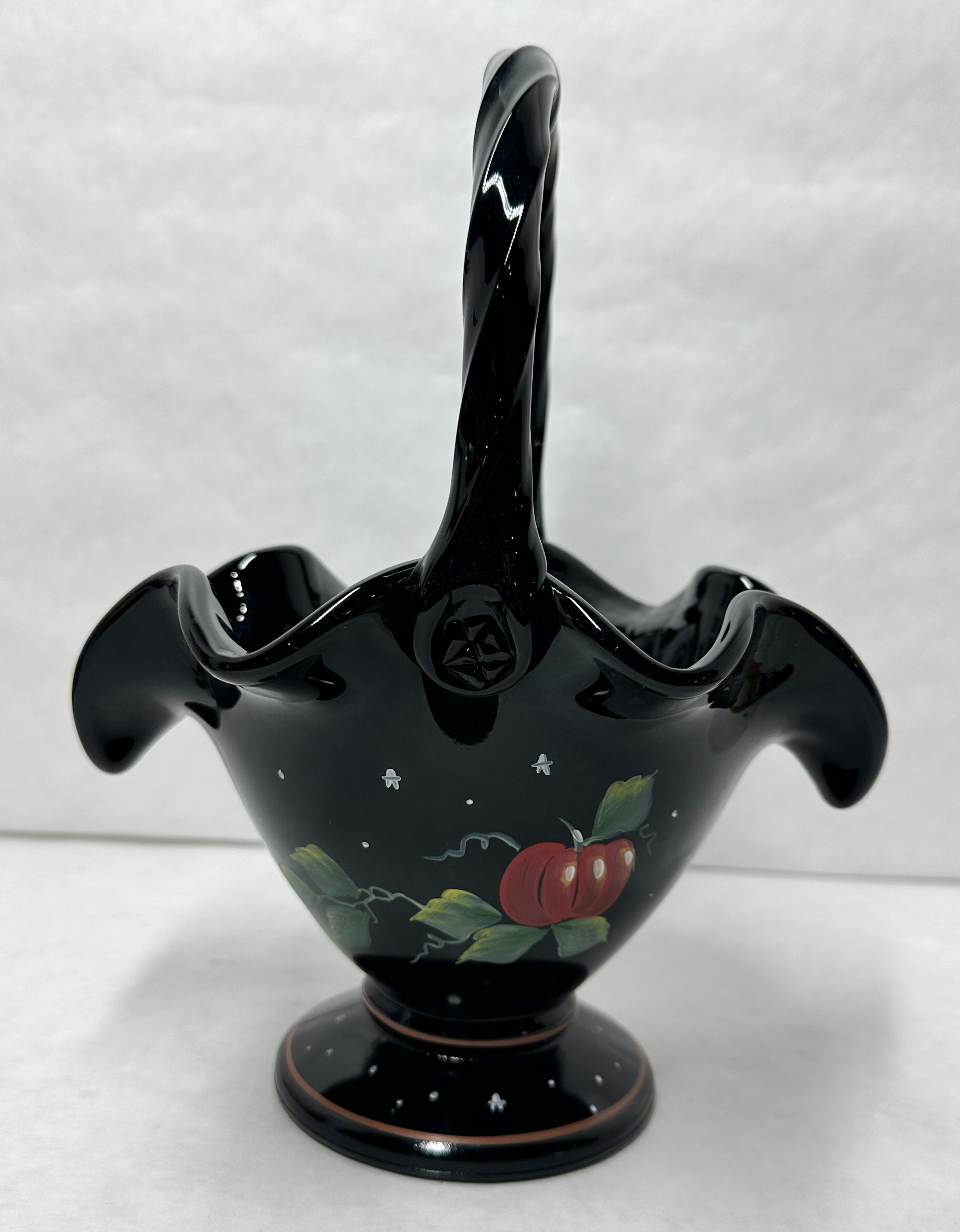 FENTON EBONY GLASS HALLOWEEN BASKET