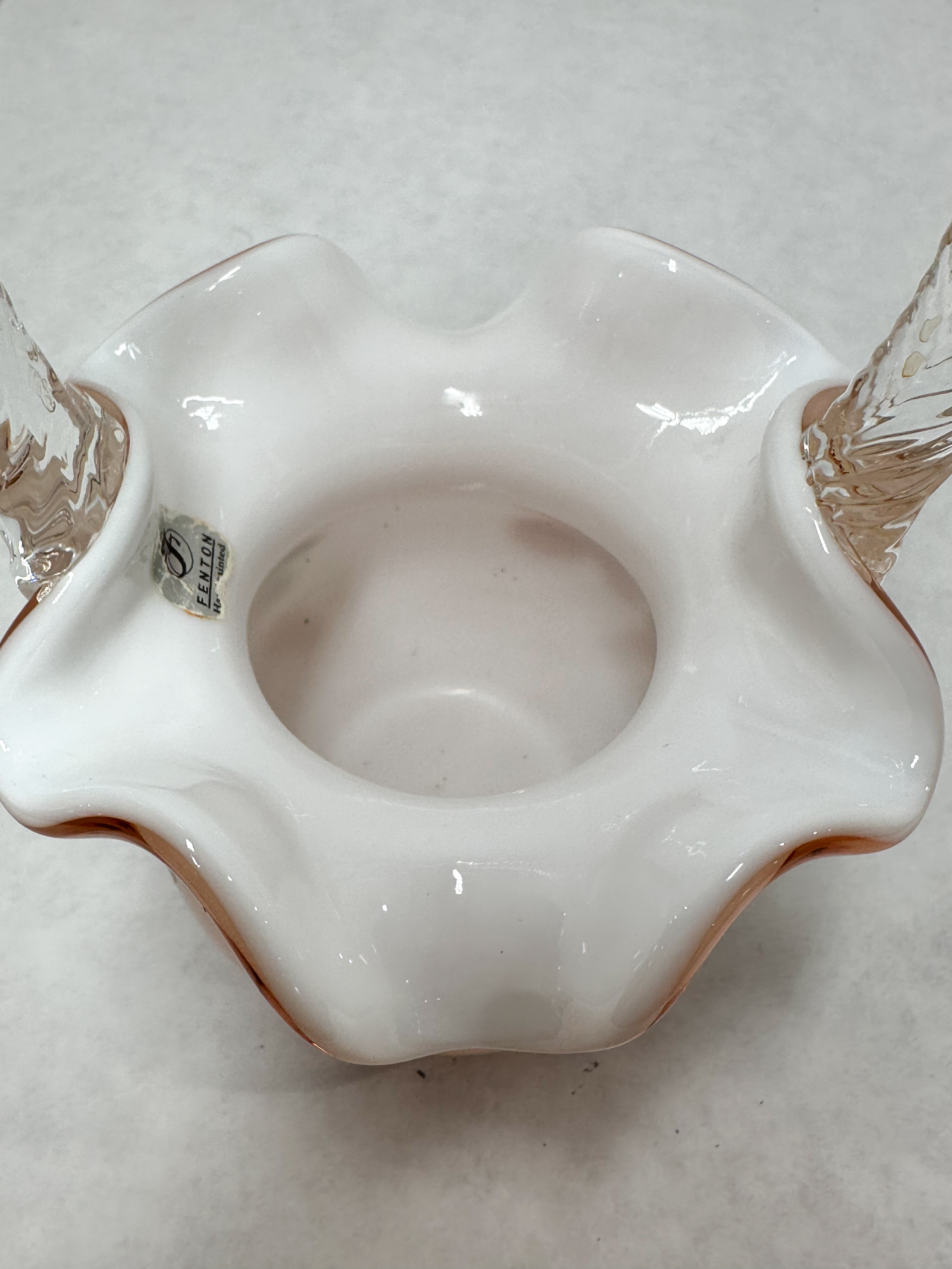 FENTON PAINTED CASED GLASS BASKET, LATE 20TH CENTURY