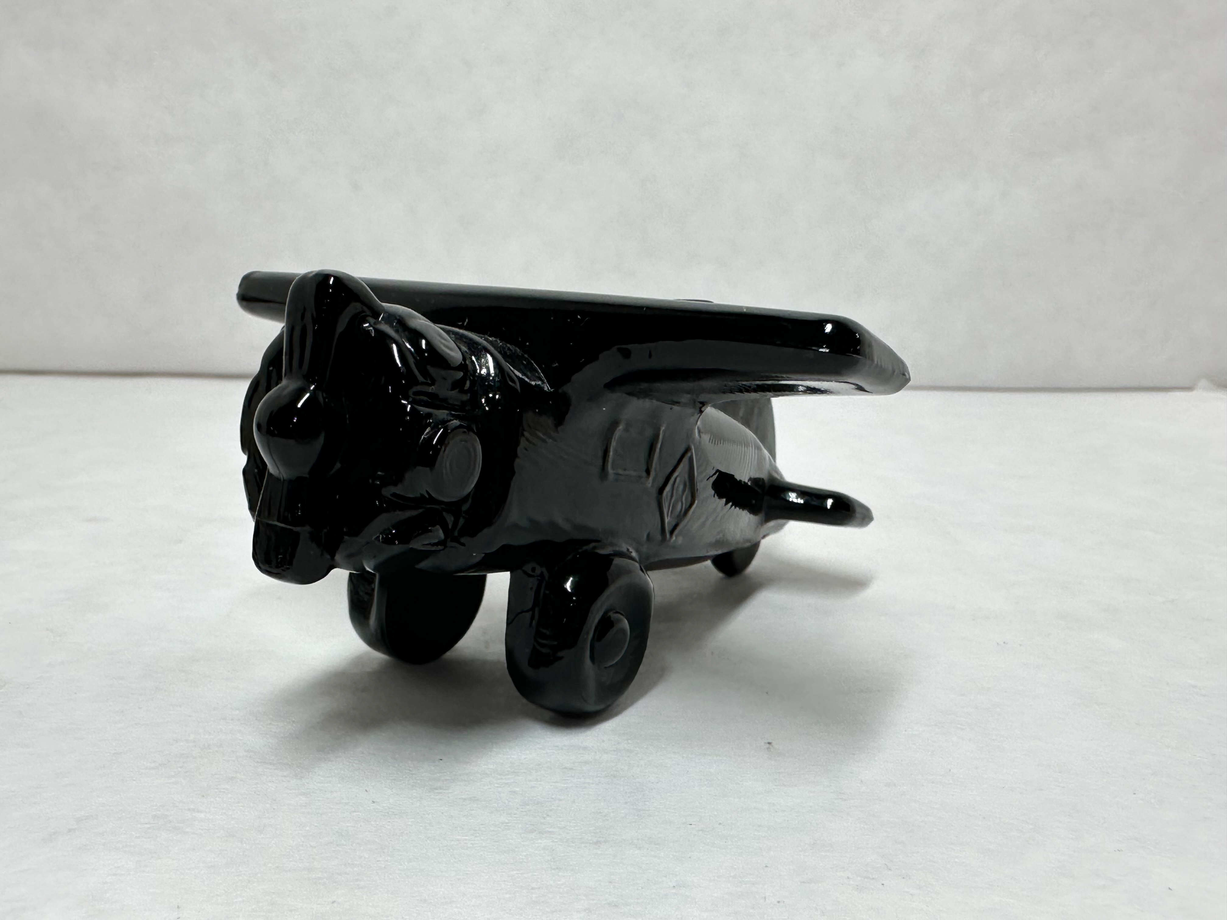 BOYD BLACK GLASS AIRPLANE, CIRCA 1980