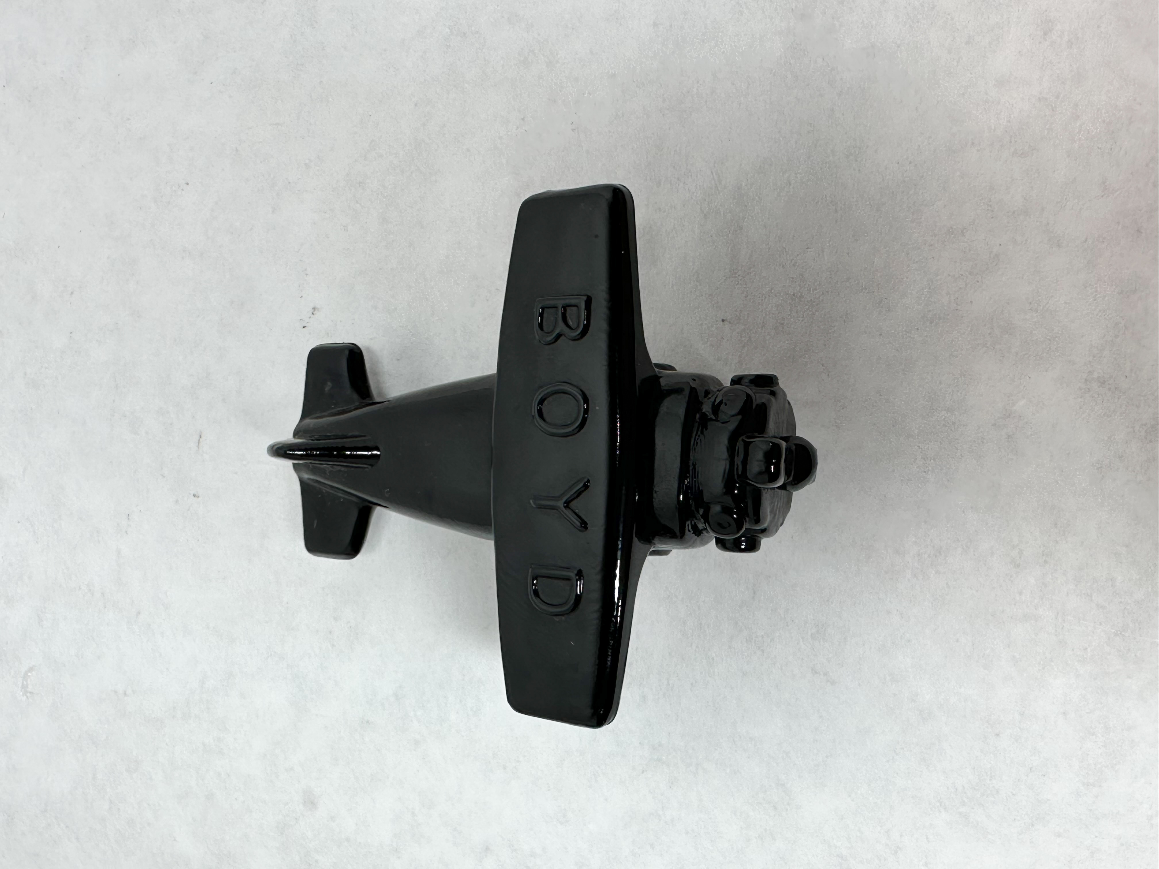 BOYD BLACK GLASS AIRPLANE, CIRCA 1980