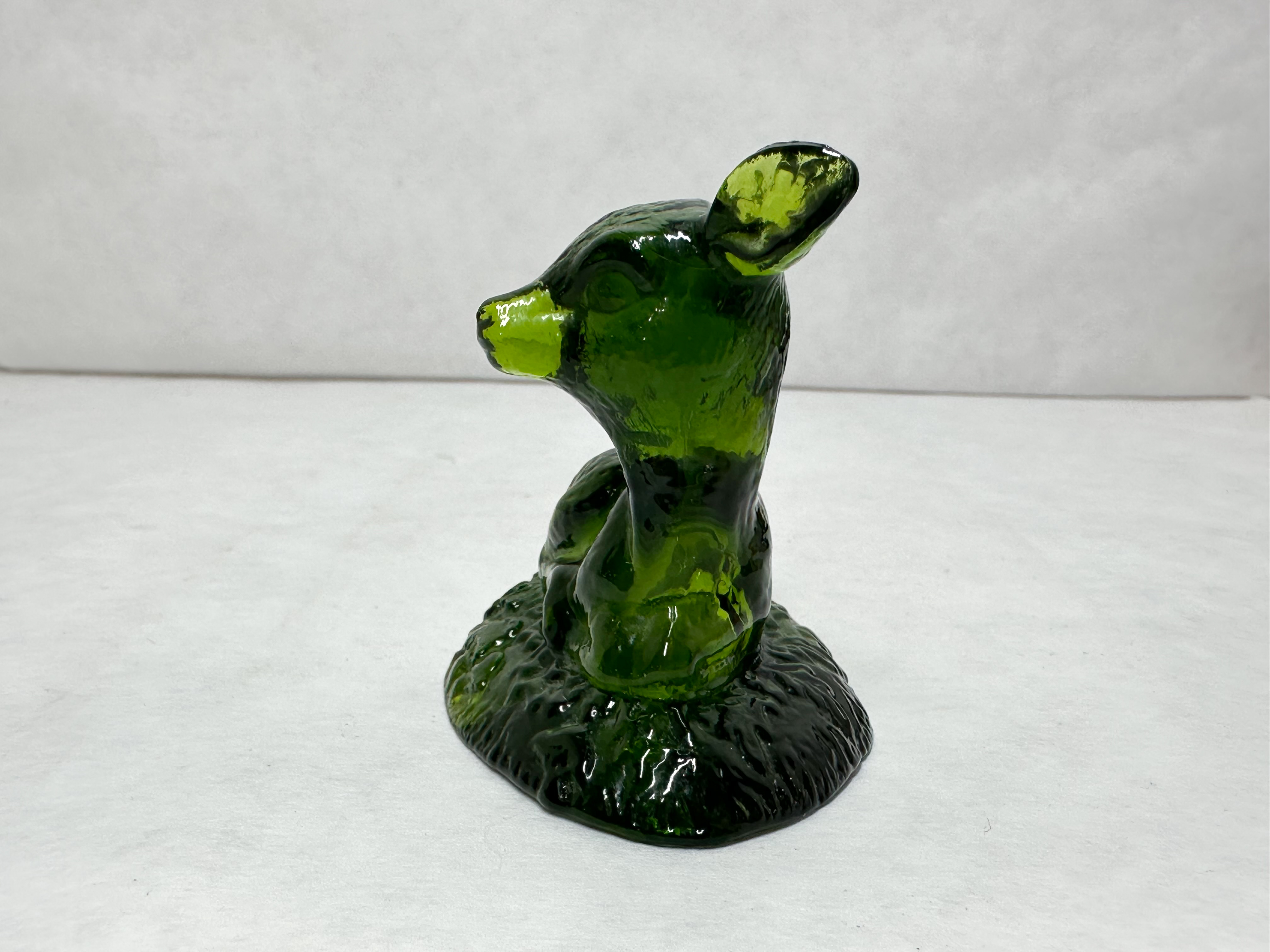 BOYD BINGO GREEN GLASS DEER FIGURINE, MID-CENTURY
