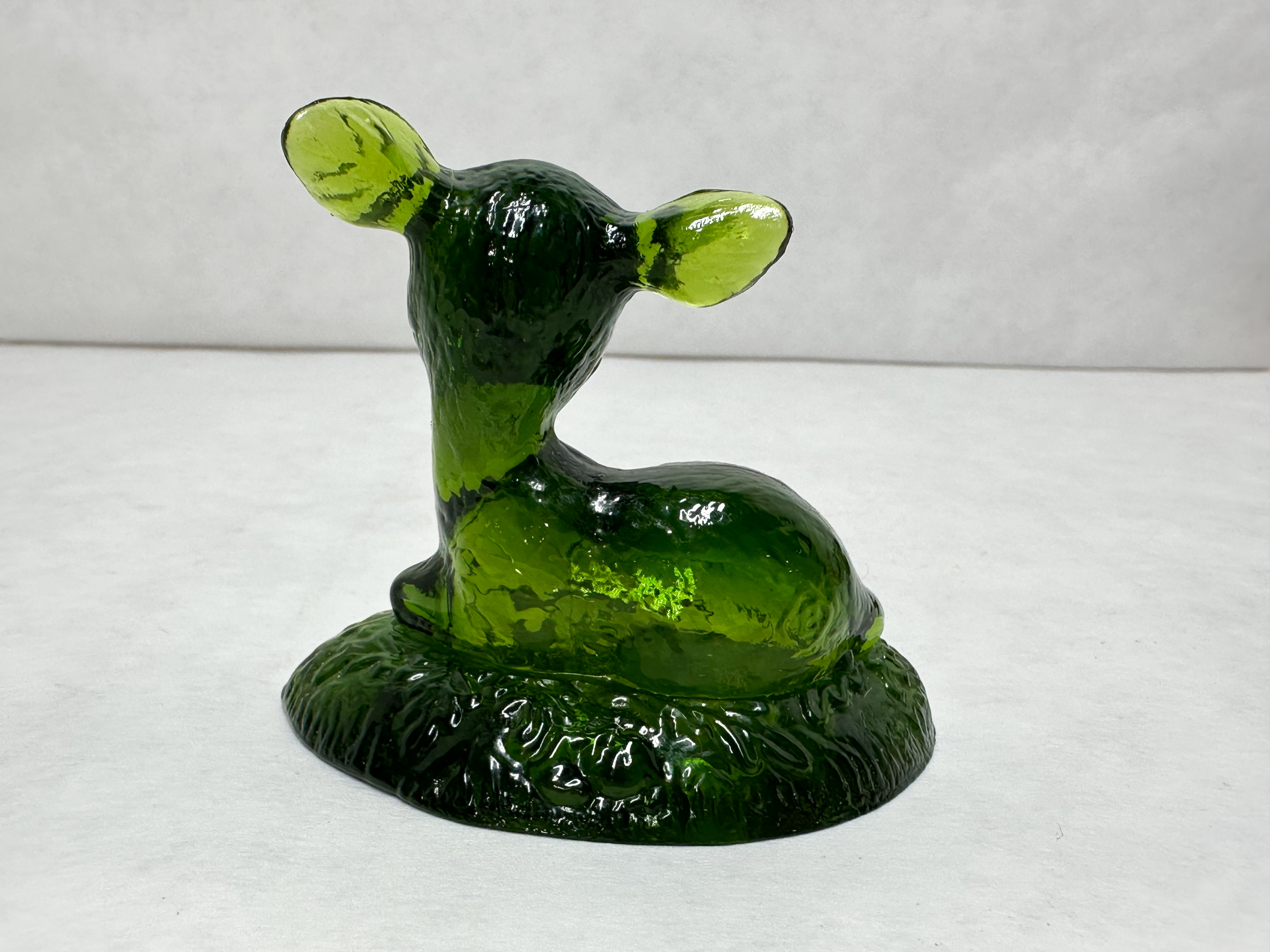 BOYD BINGO GREEN GLASS DEER FIGURINE, MID-CENTURY