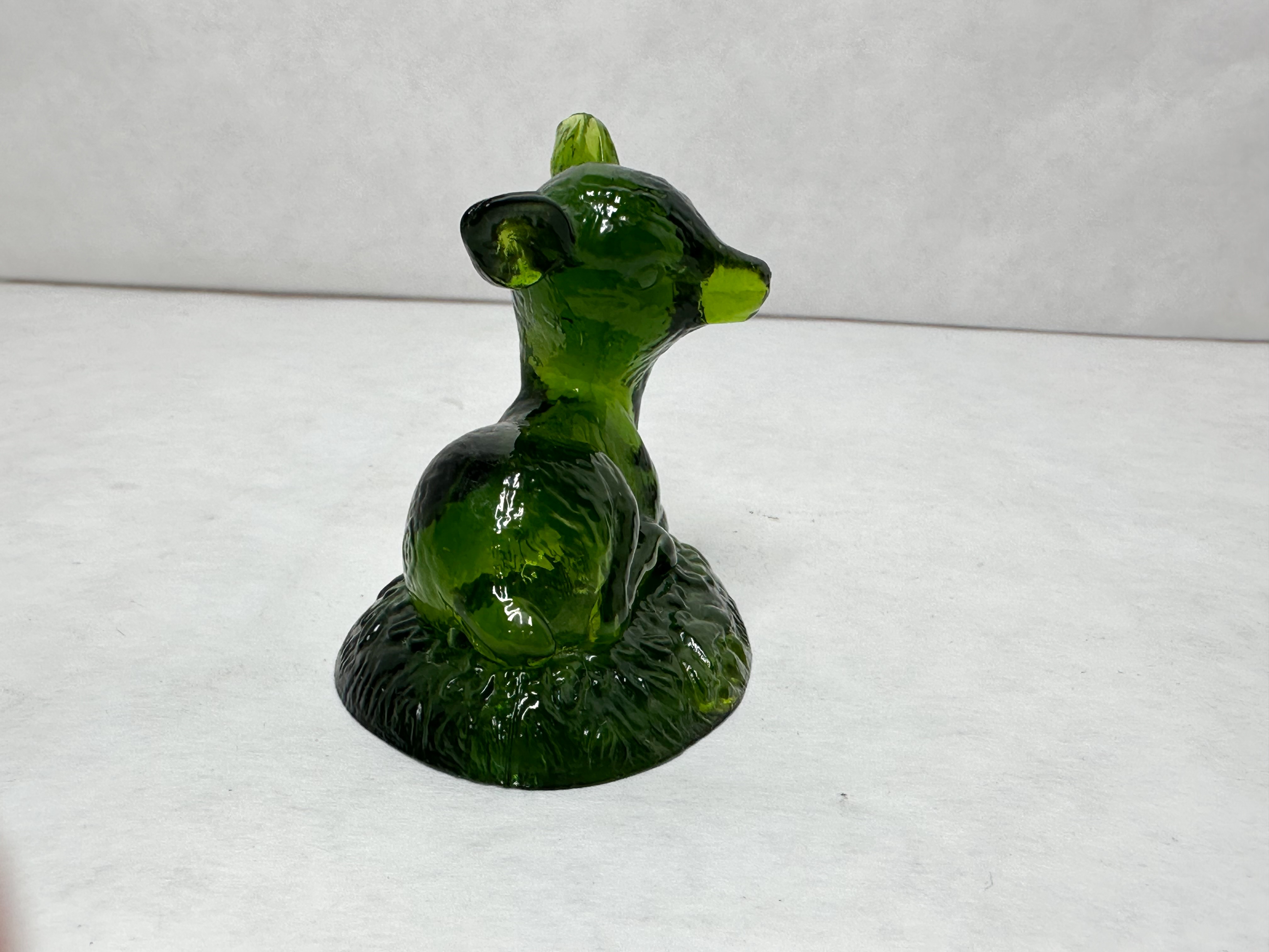 BOYD BINGO GREEN GLASS DEER FIGURINE, MID-CENTURY