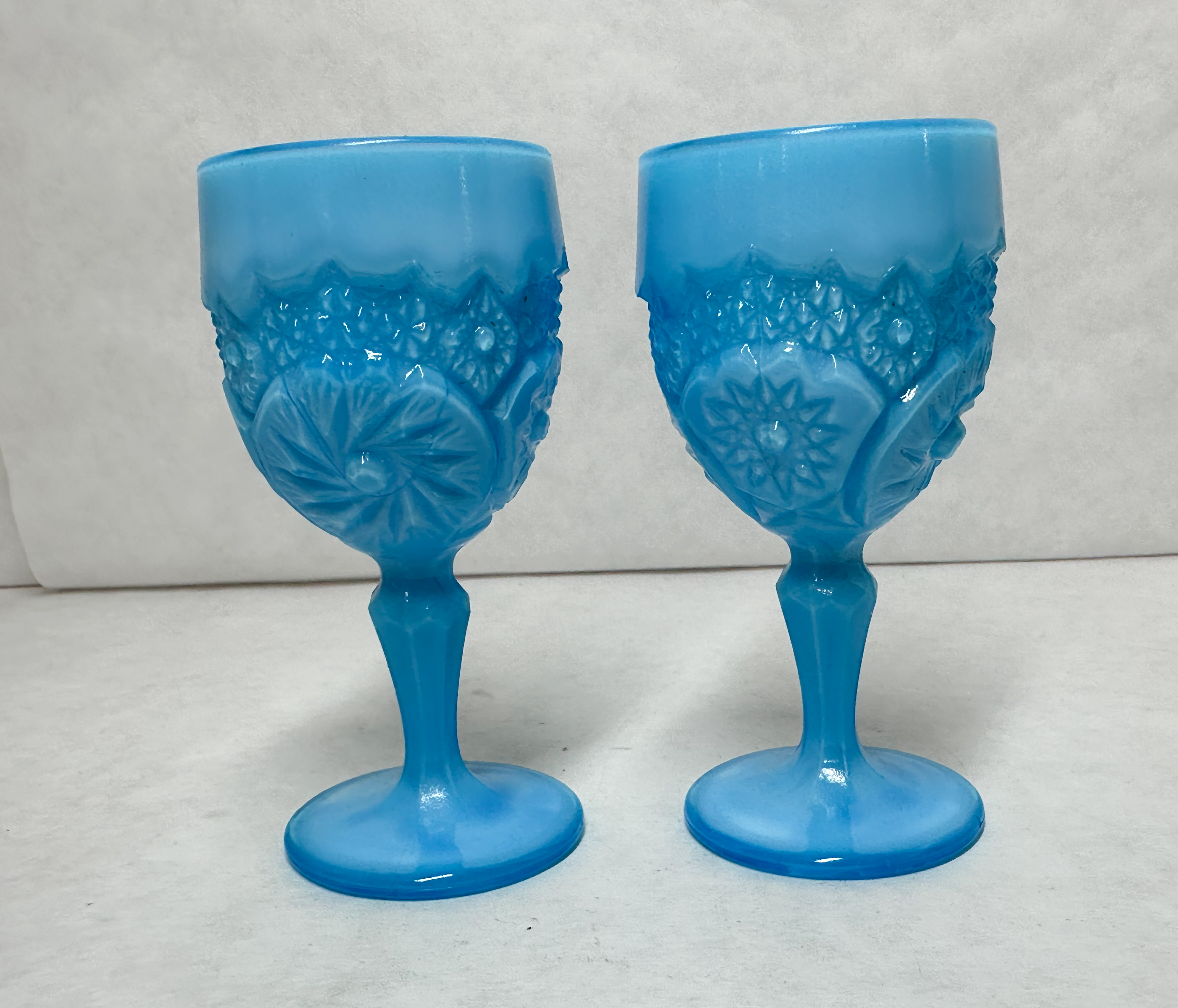 BOYD IMPERIAL BLUE MILK GLASS GOBLETS VINTAGE