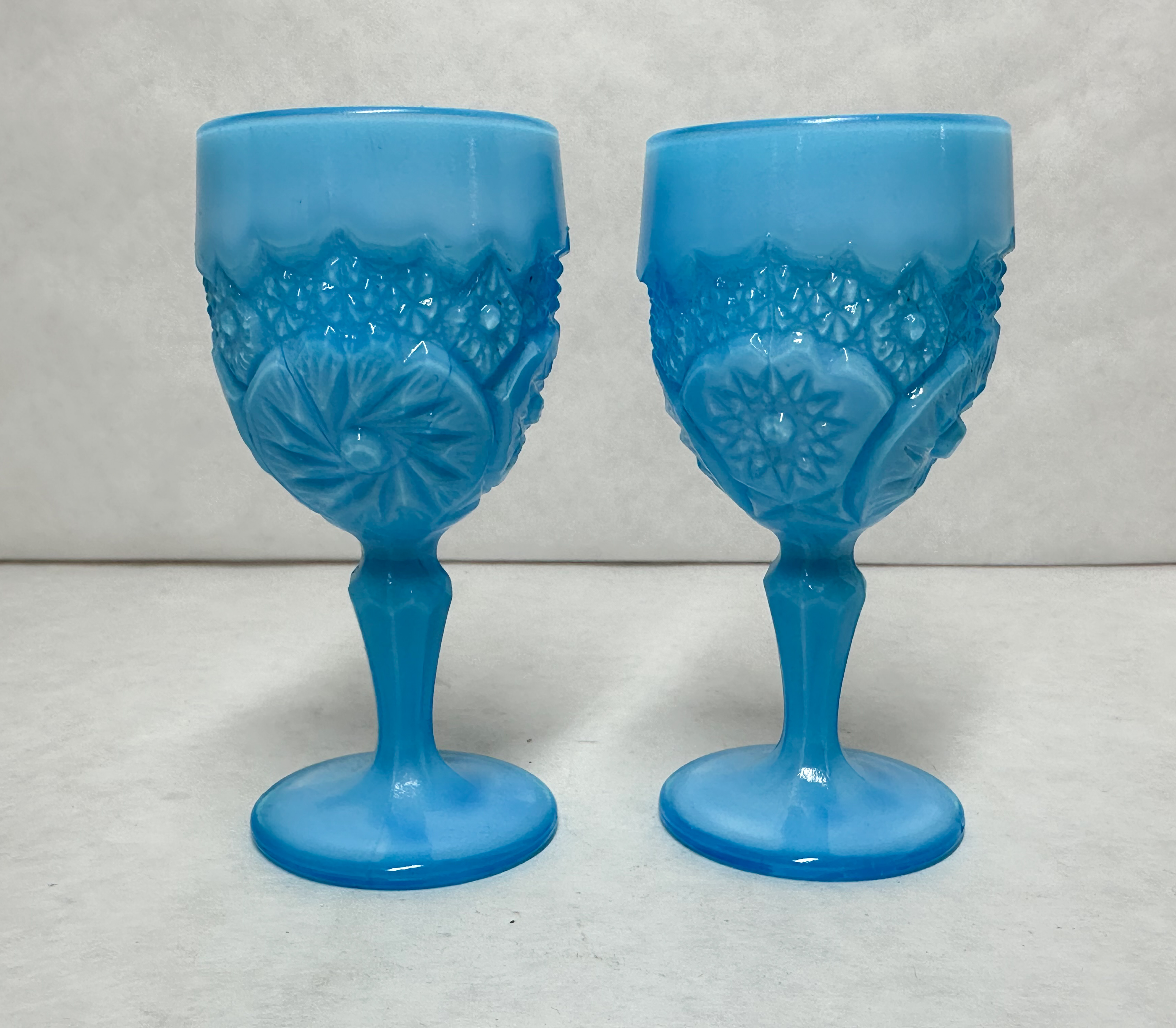 BOYD IMPERIAL BLUE MILK GLASS GOBLETS VINTAGE