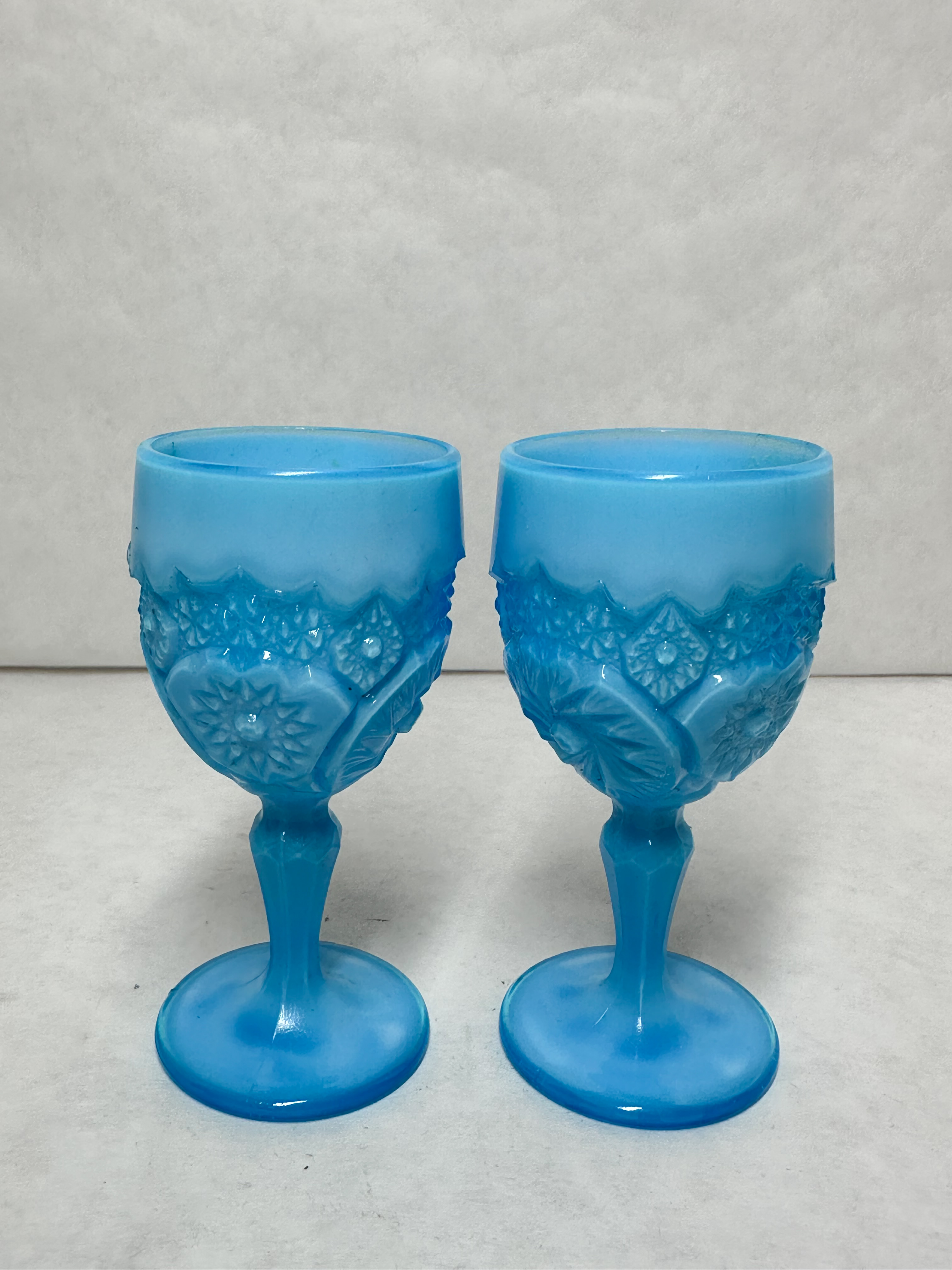 BOYD IMPERIAL BLUE MILK GLASS GOBLETS VINTAGE