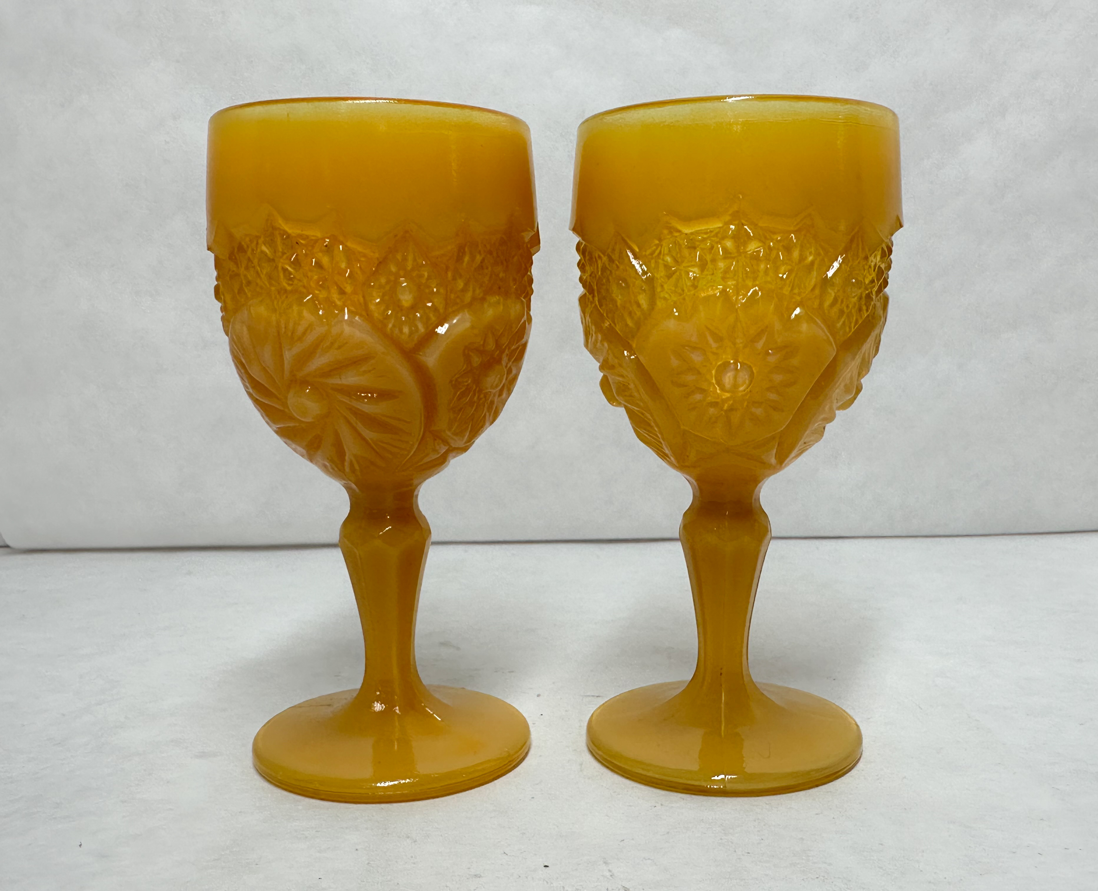 BOYD VINTAGE ORANGE GLASS GOBLETS