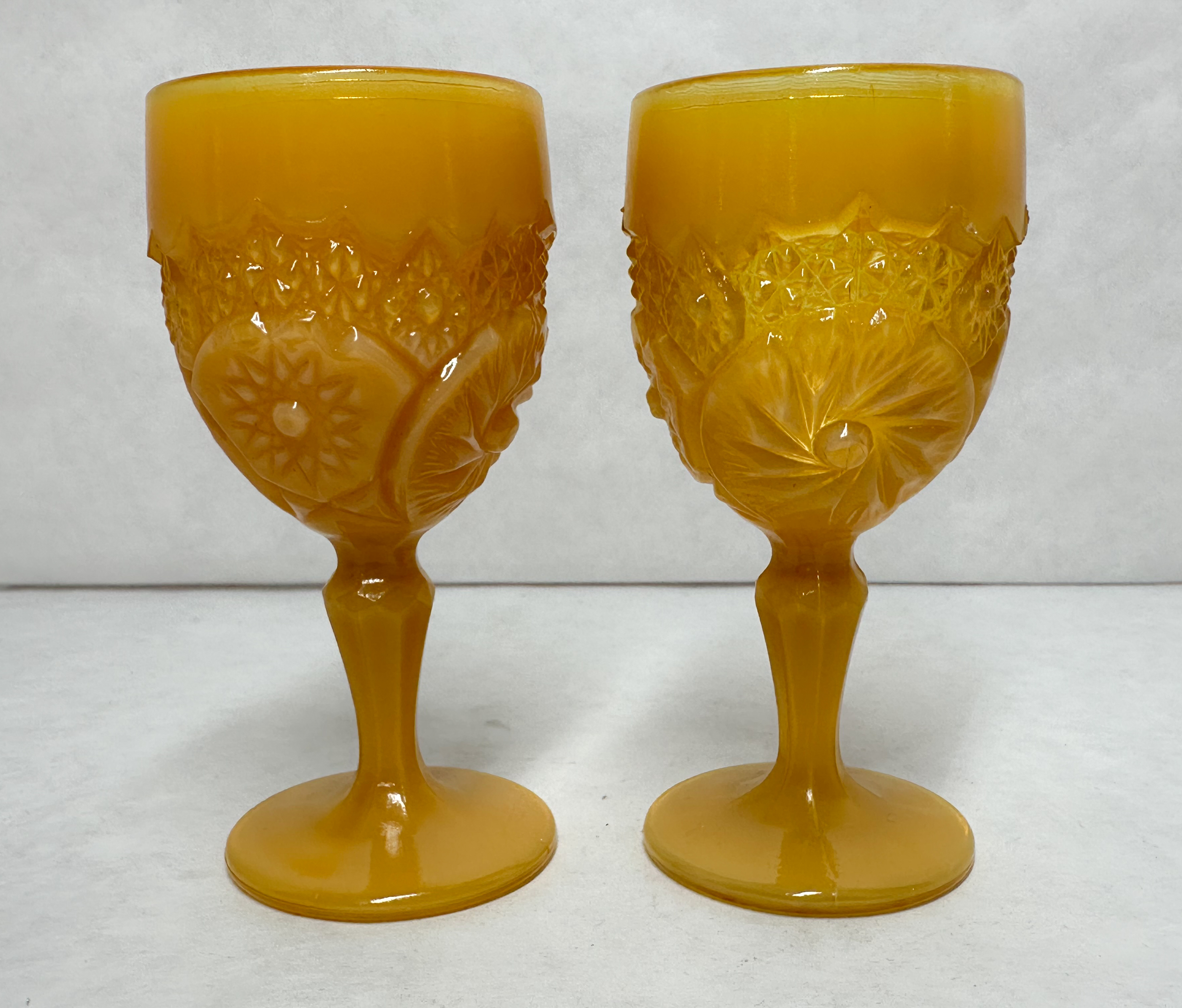 BOYD VINTAGE ORANGE GLASS GOBLETS