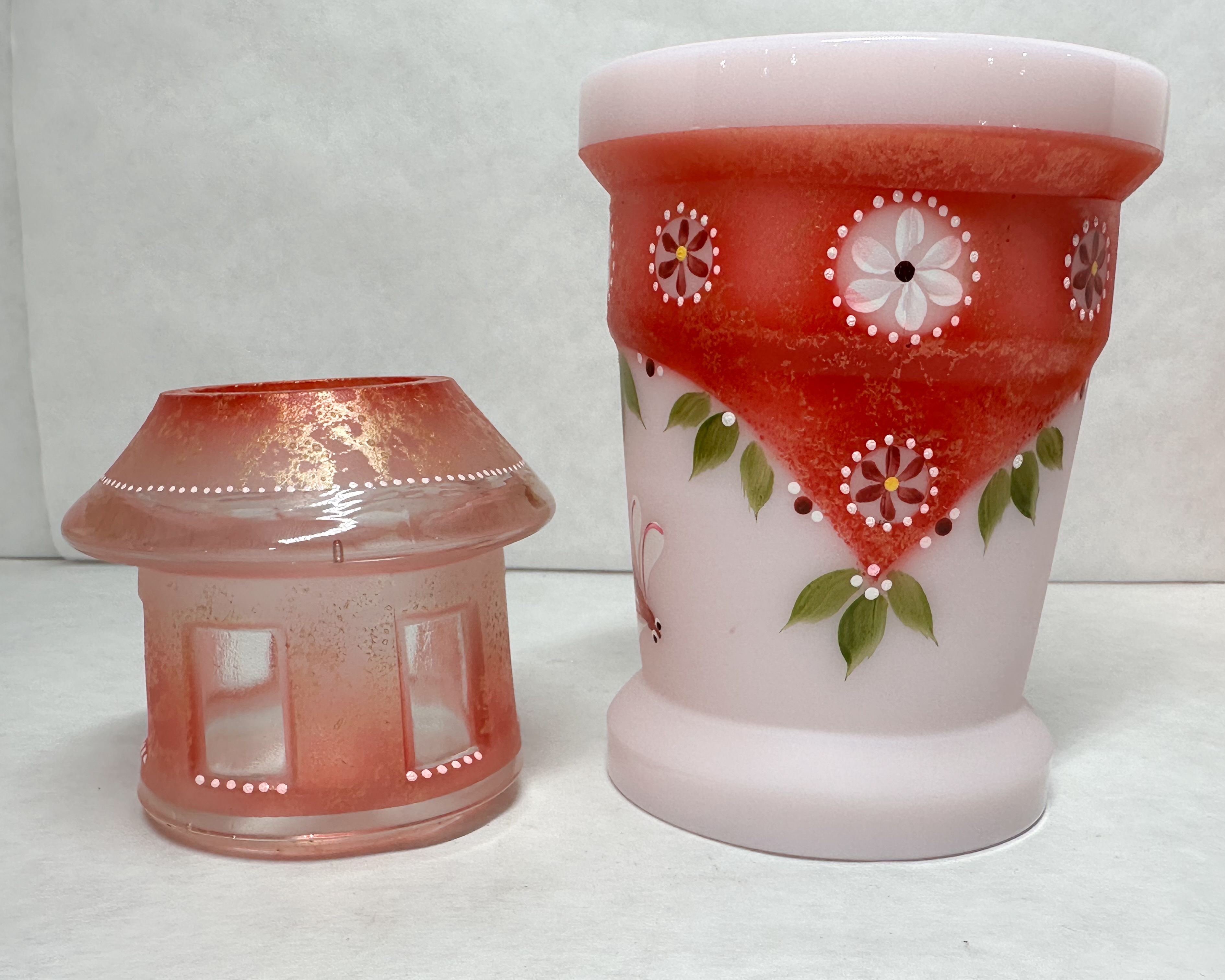 FENTON ROSALENE GLASS FAIRY LAMP 38/163