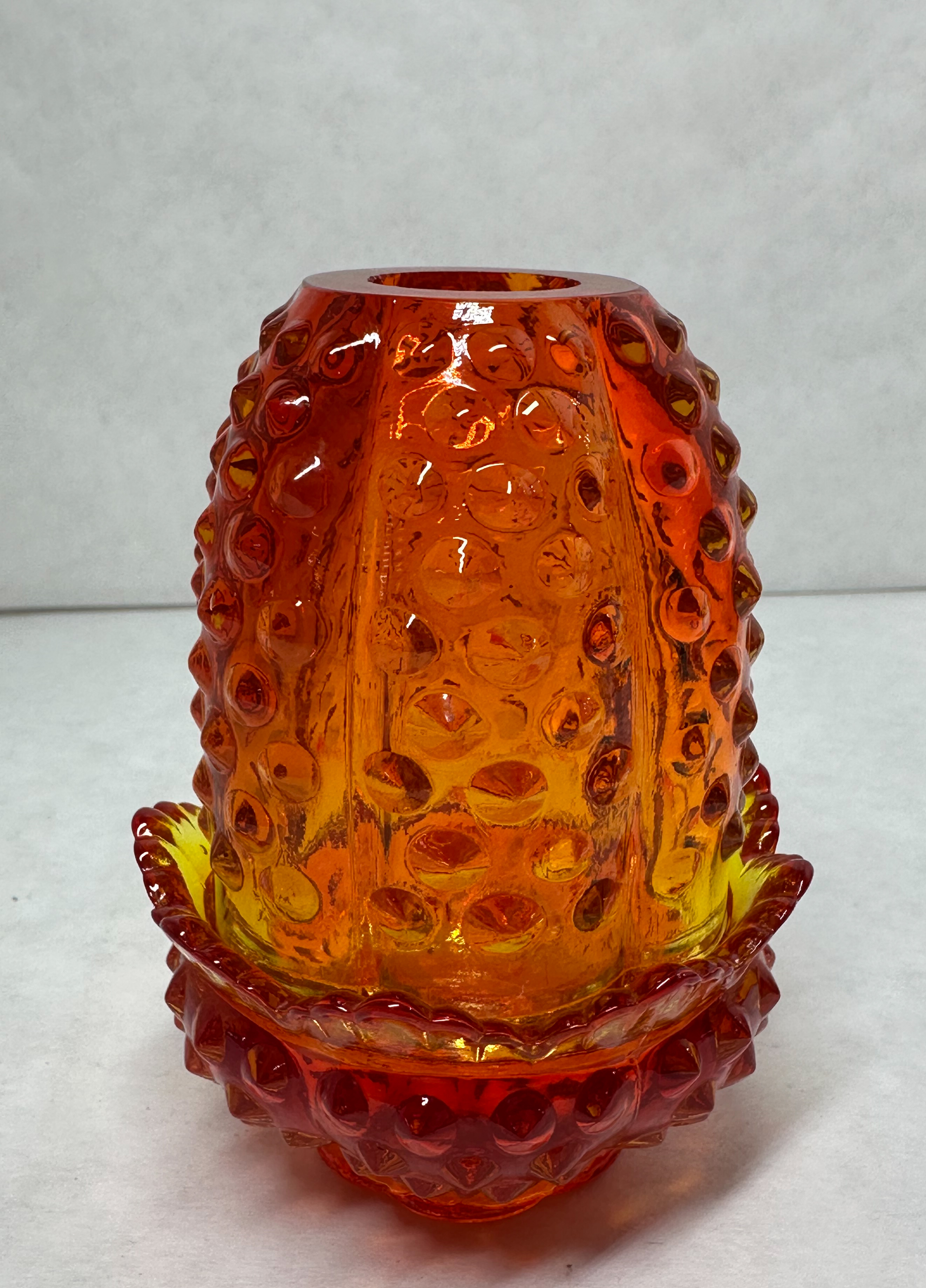 AMBERINA HOBNAIL GLASS FAIRY LAMP