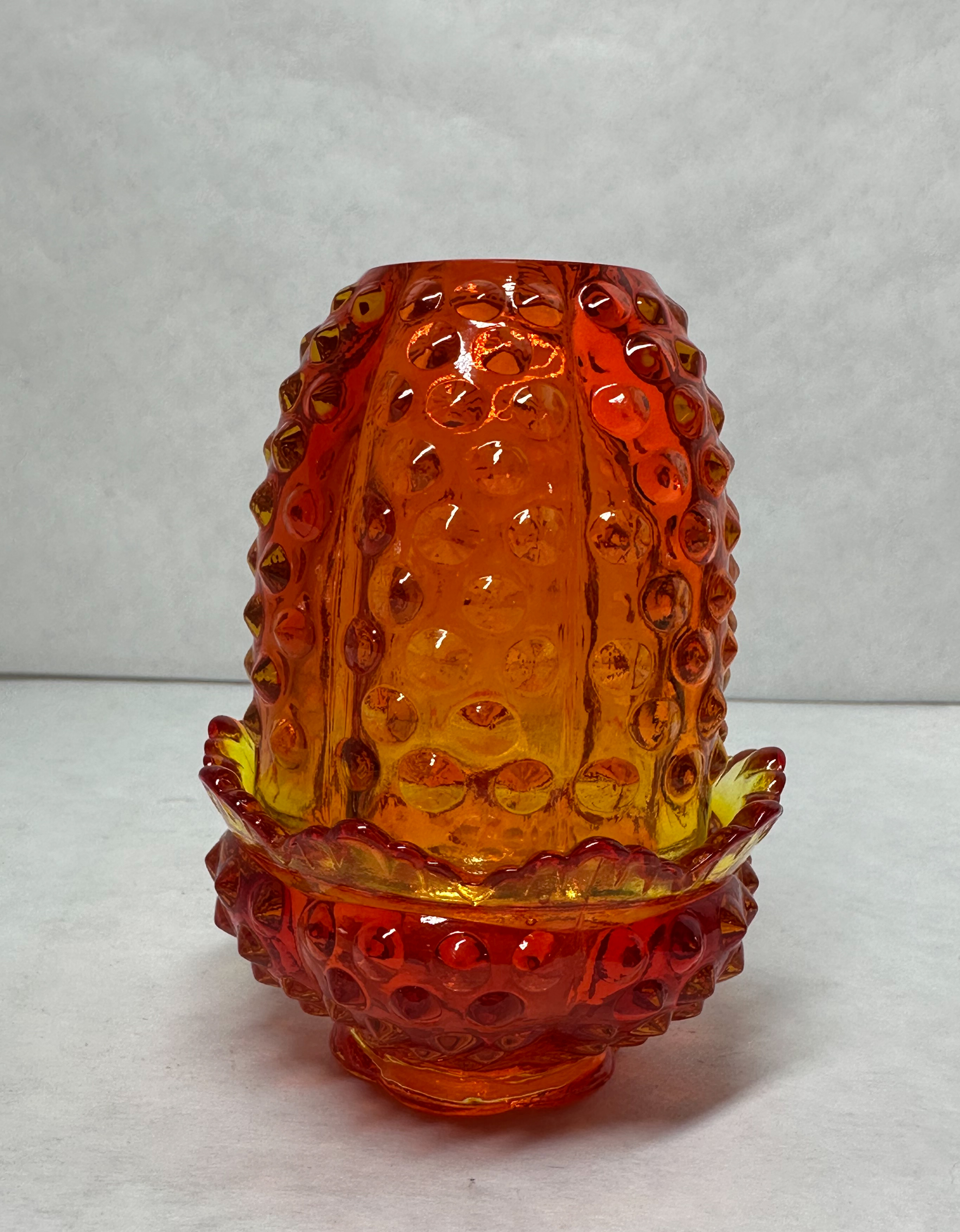 AMBERINA HOBNAIL GLASS FAIRY LAMP