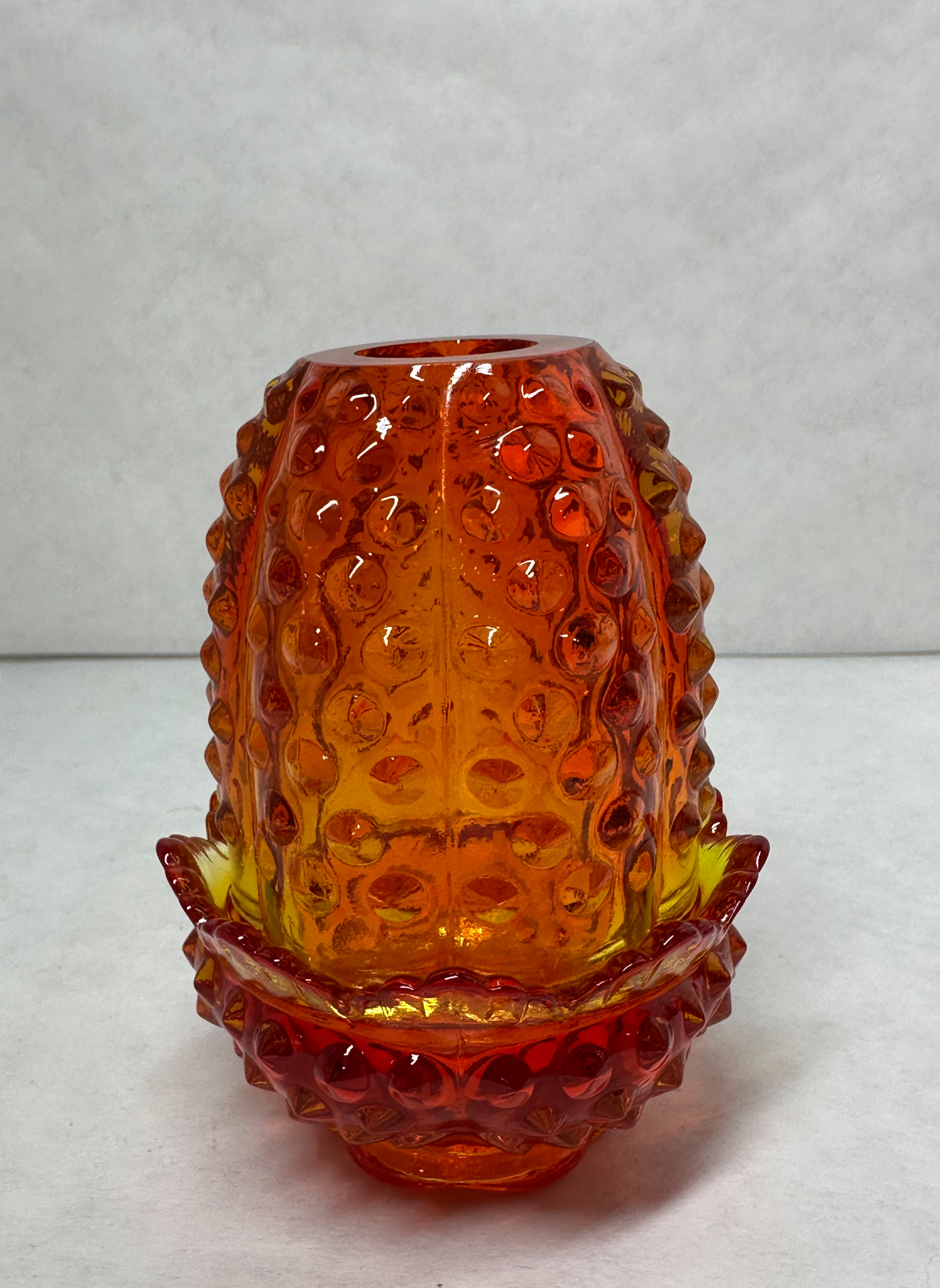 AMBERINA HOBNAIL GLASS FAIRY LAMP