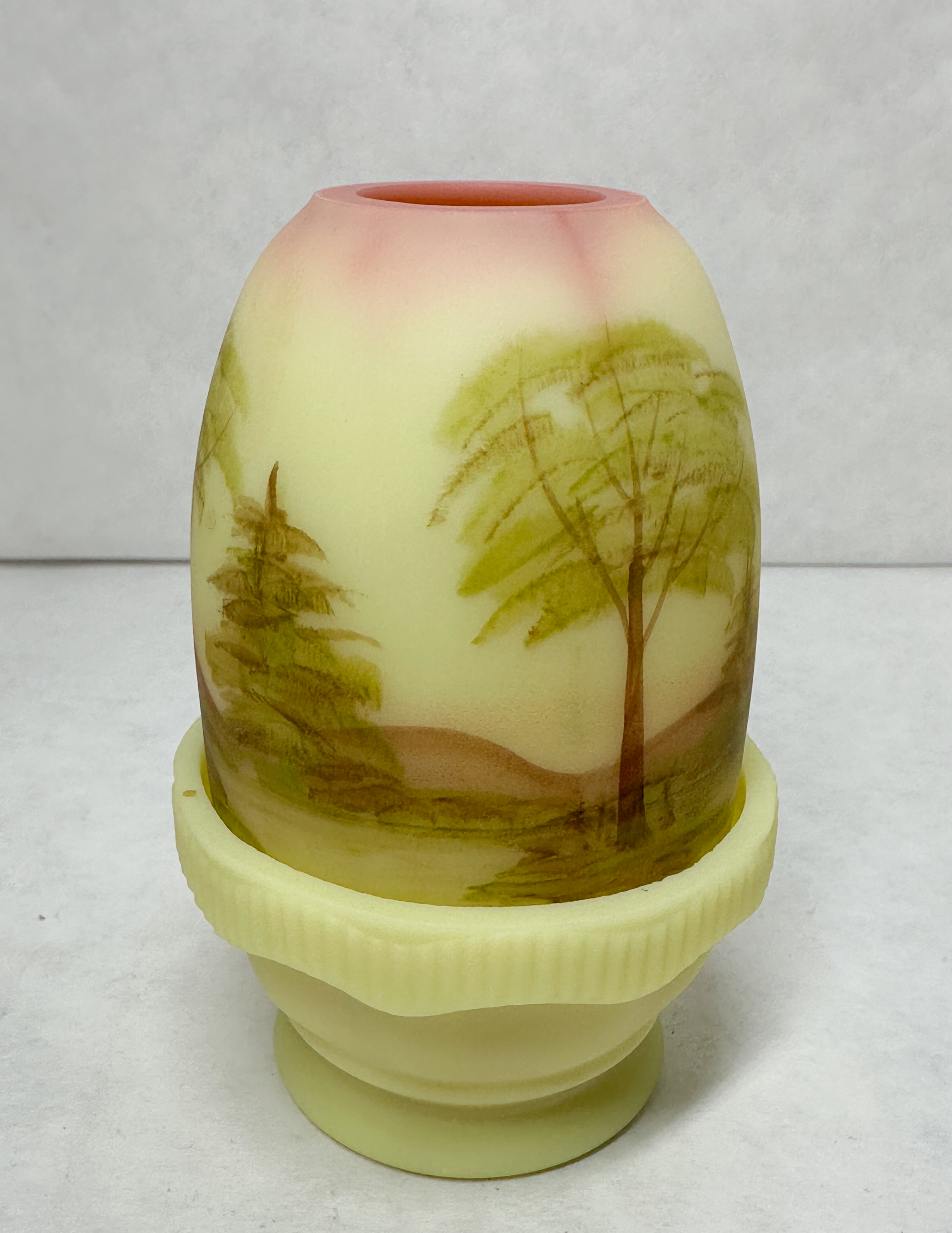 FENTON BURMESE GLASS FAIRY LAMP PIPER