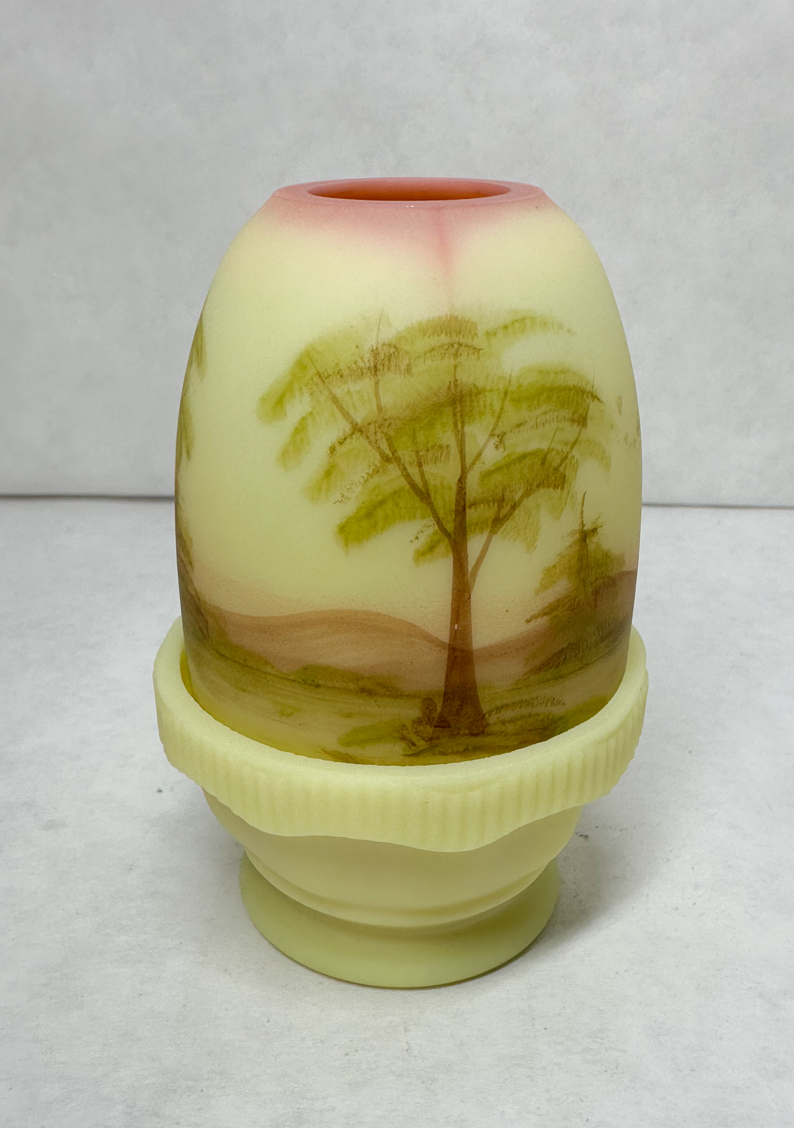FENTON BURMESE GLASS FAIRY LAMP PIPER