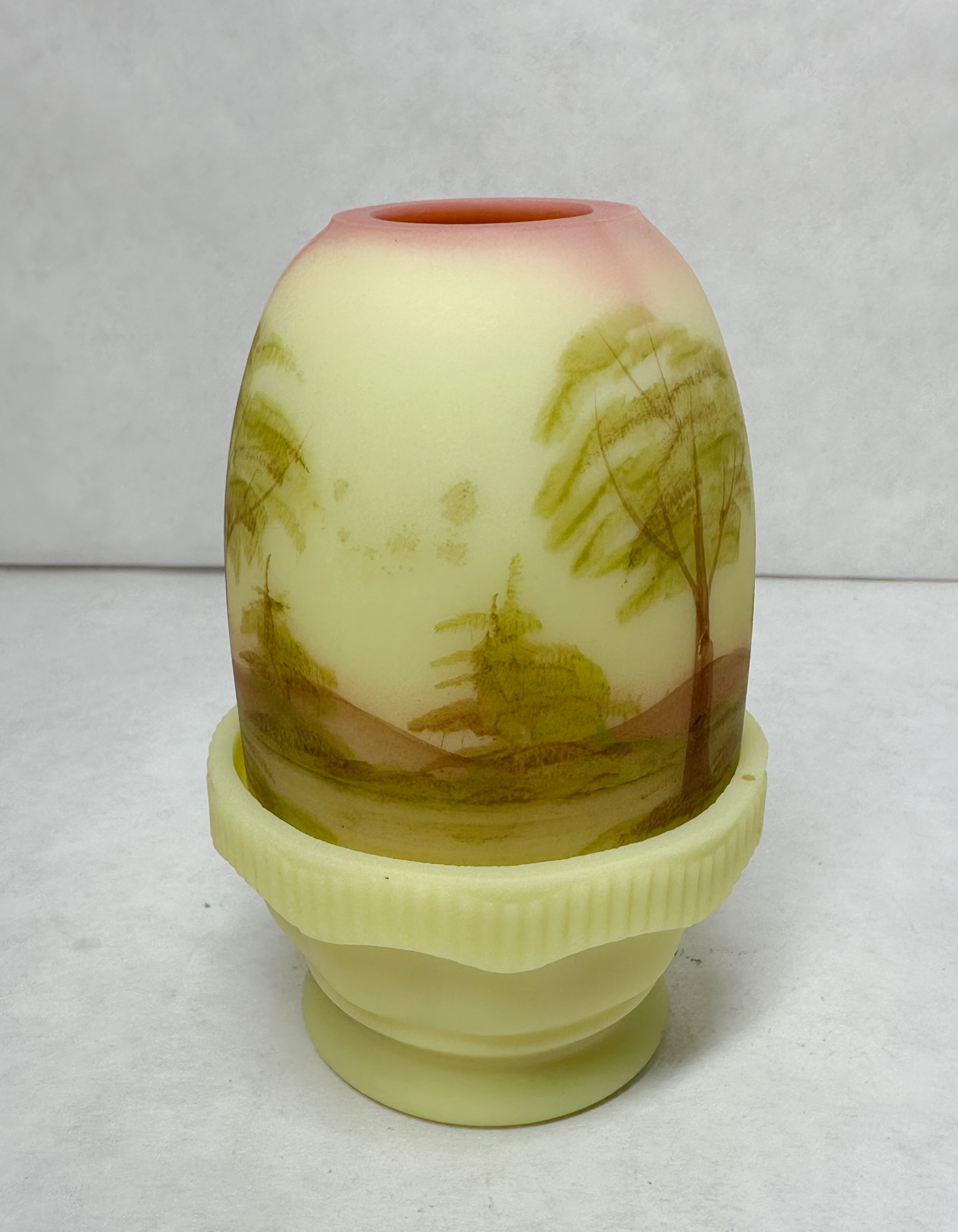 FENTON BURMESE GLASS FAIRY LAMP PIPER