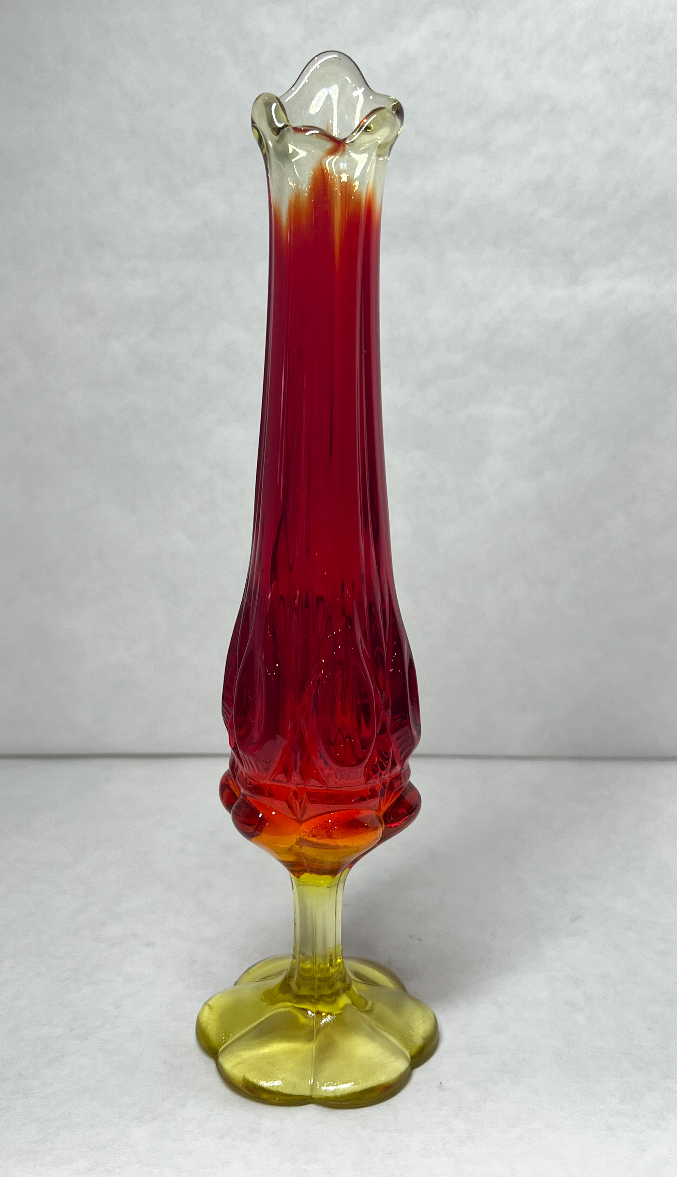 AMBERINA SWUNG GLASS VASE, 1960S