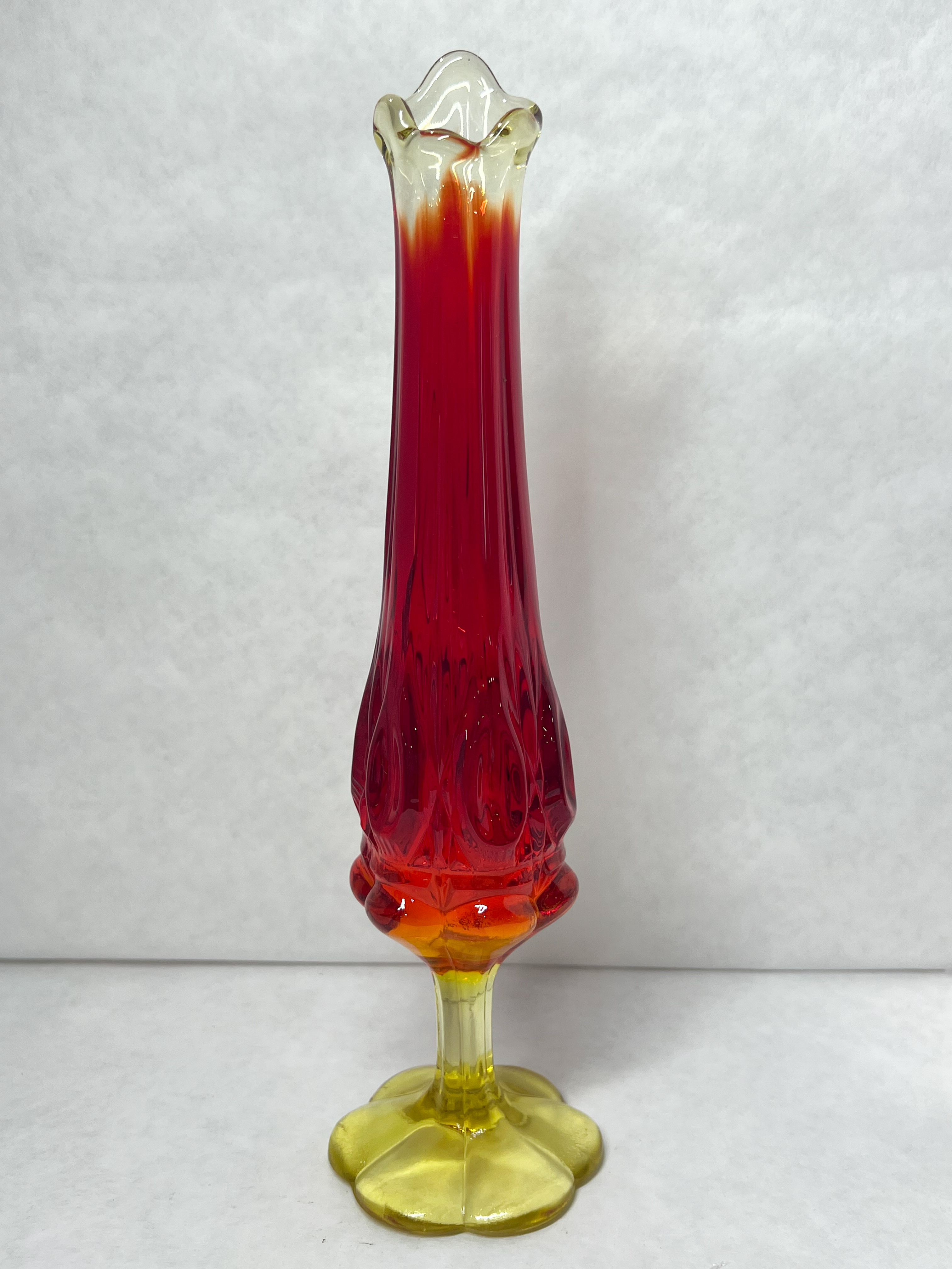 AMBERINA SWUNG GLASS VASE, 1960S